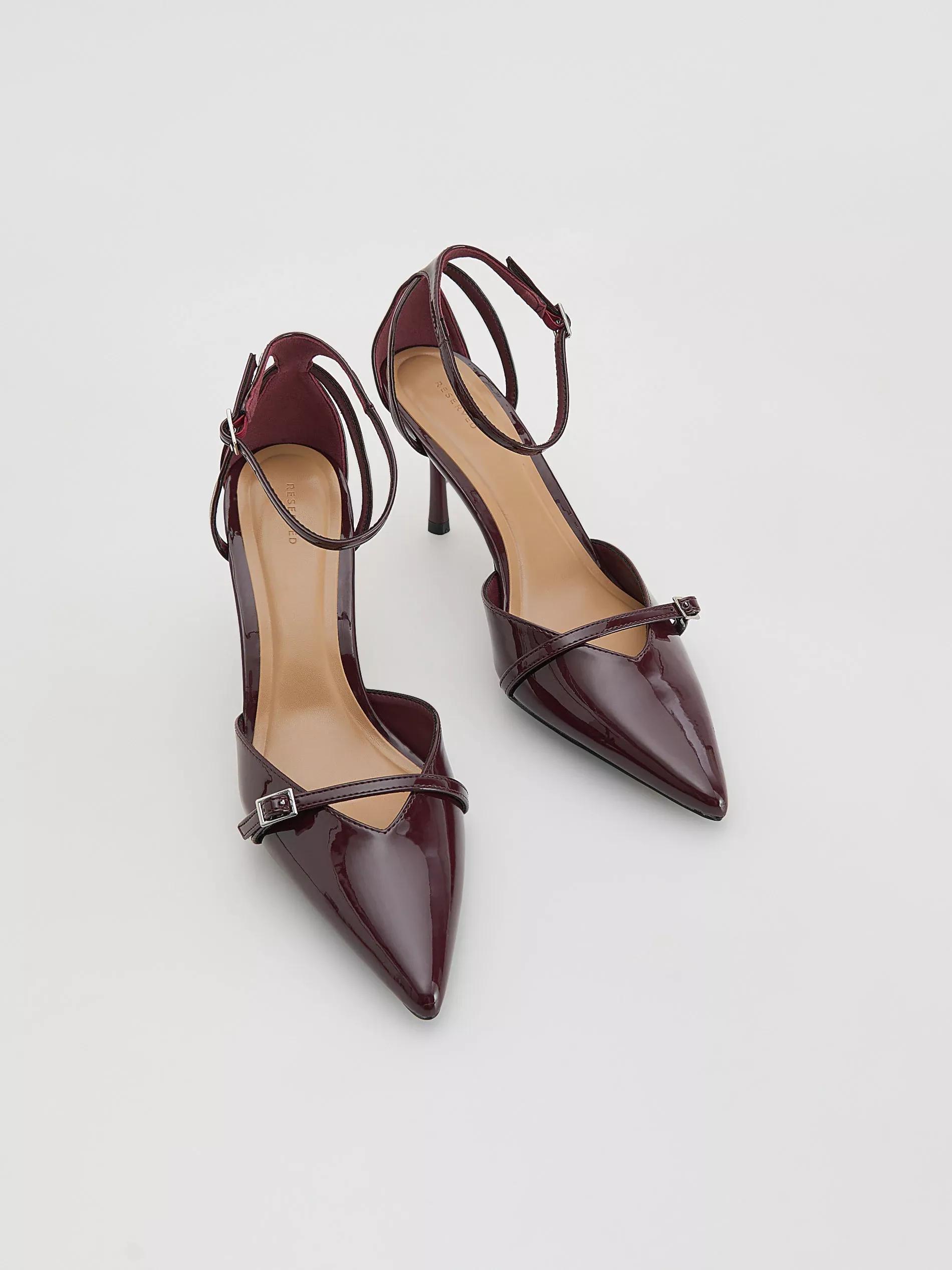 Brown Strap Heels, Burgundy, large image number 1