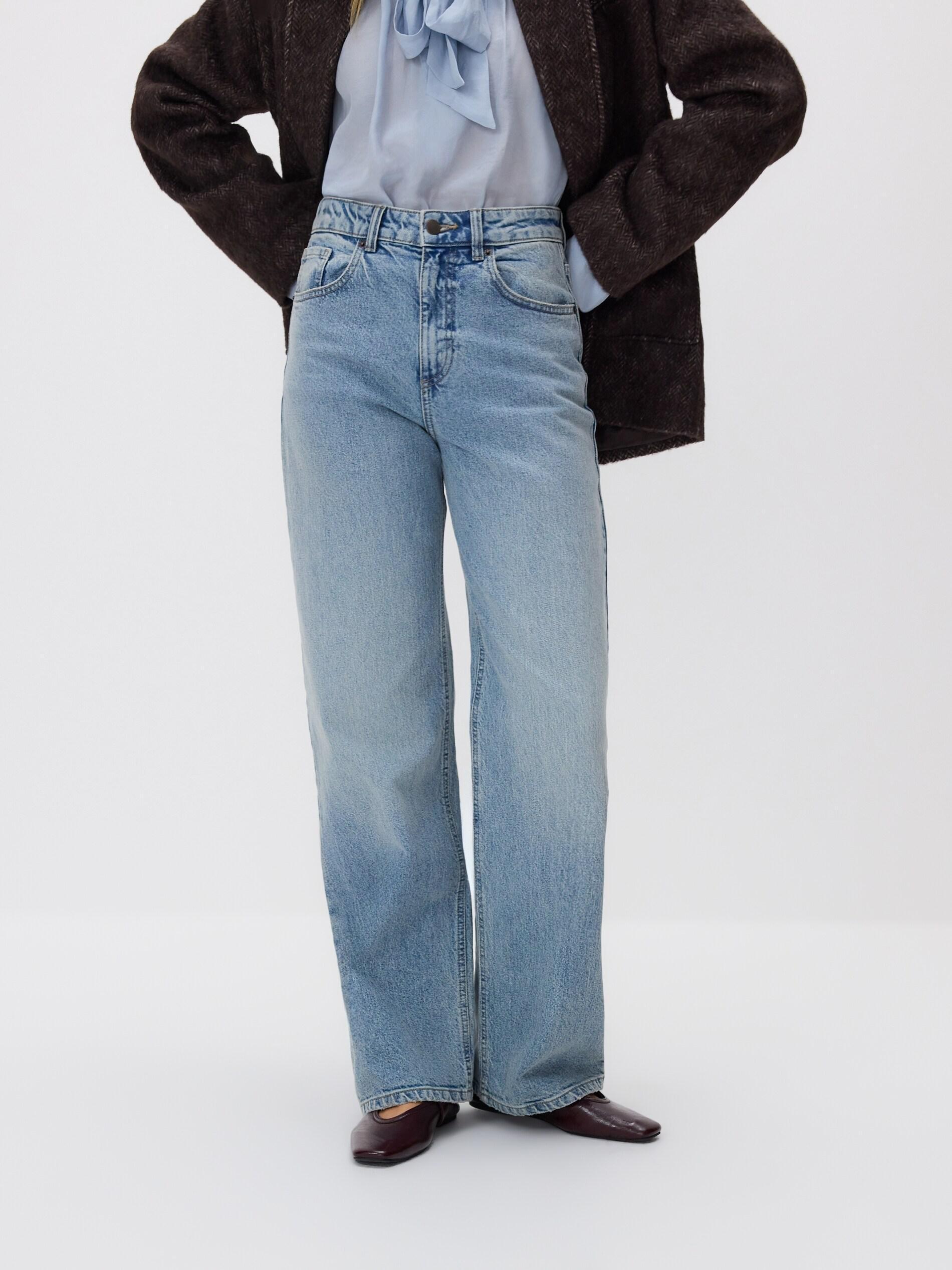 Blue Wide Leg Jeans, Blue, large image number 0