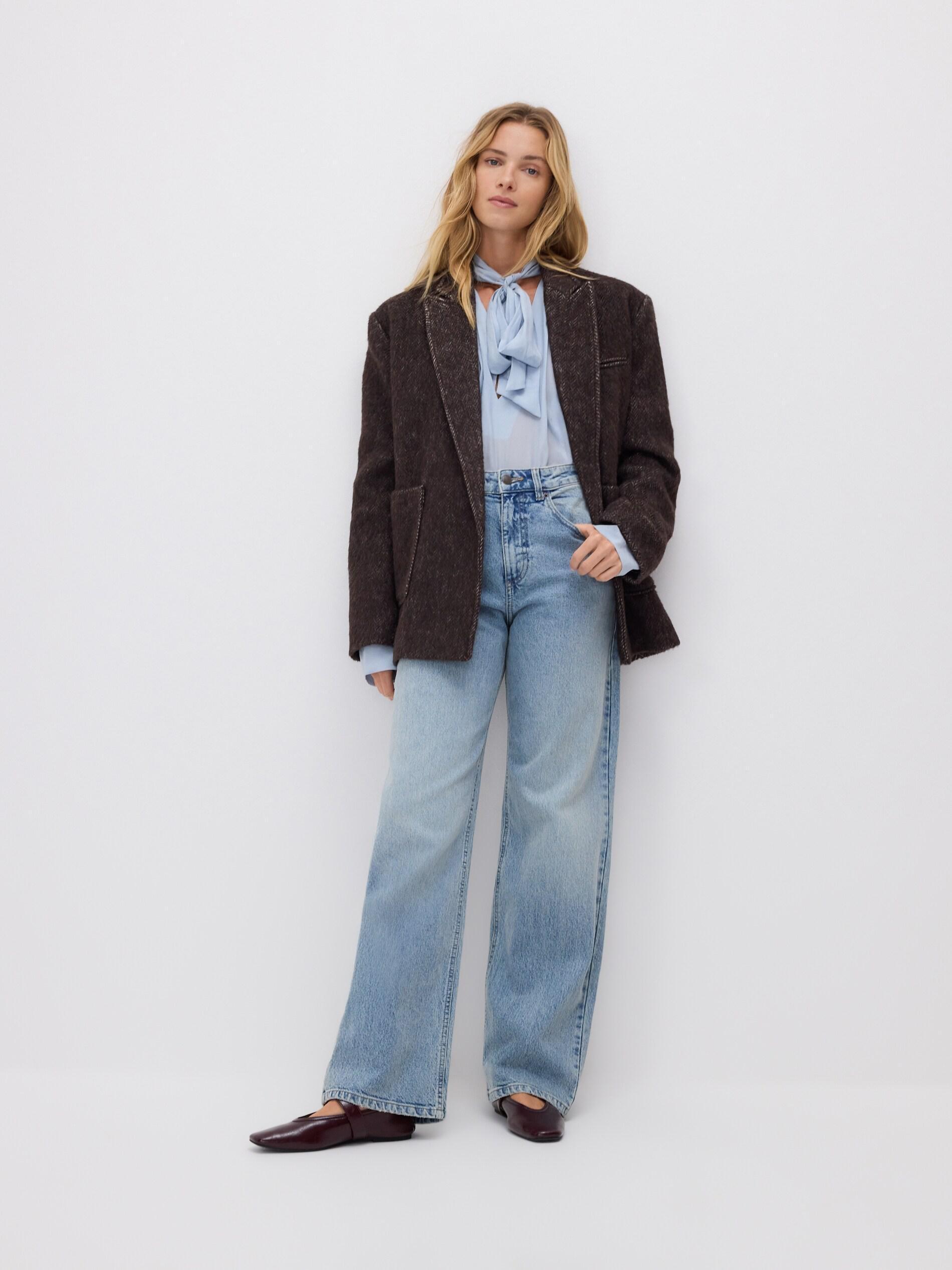 Blue Wide Leg Jeans, Blue, large image number 1