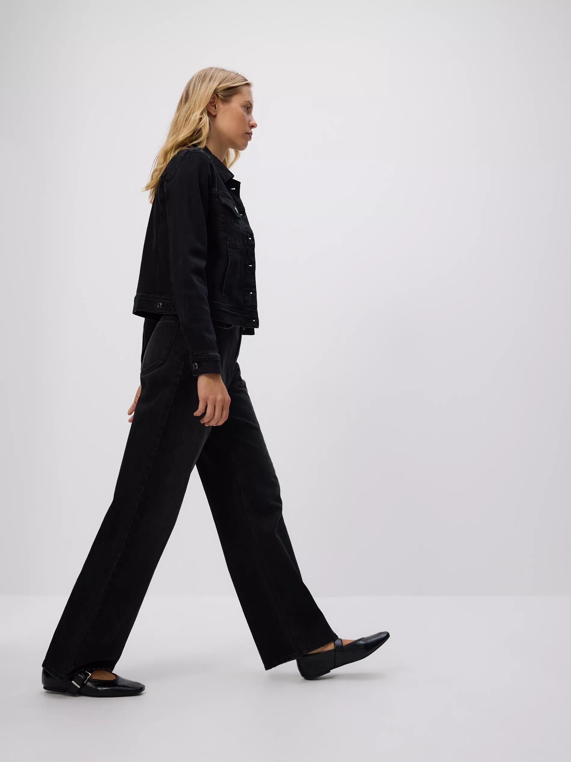 Black Wide Leg Jeans, , large image number 0