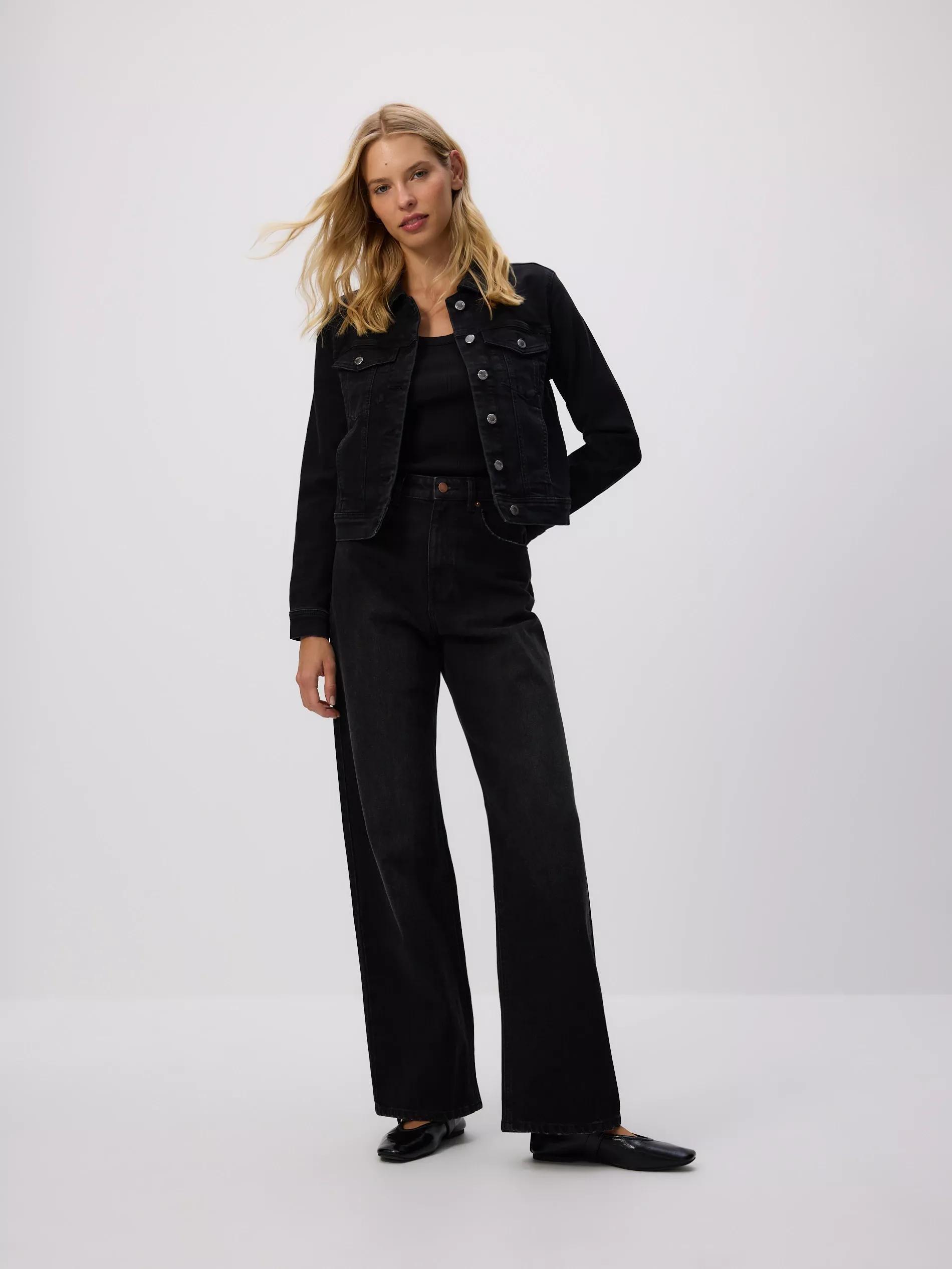 Black Wide Leg Jeans, , large image number 1