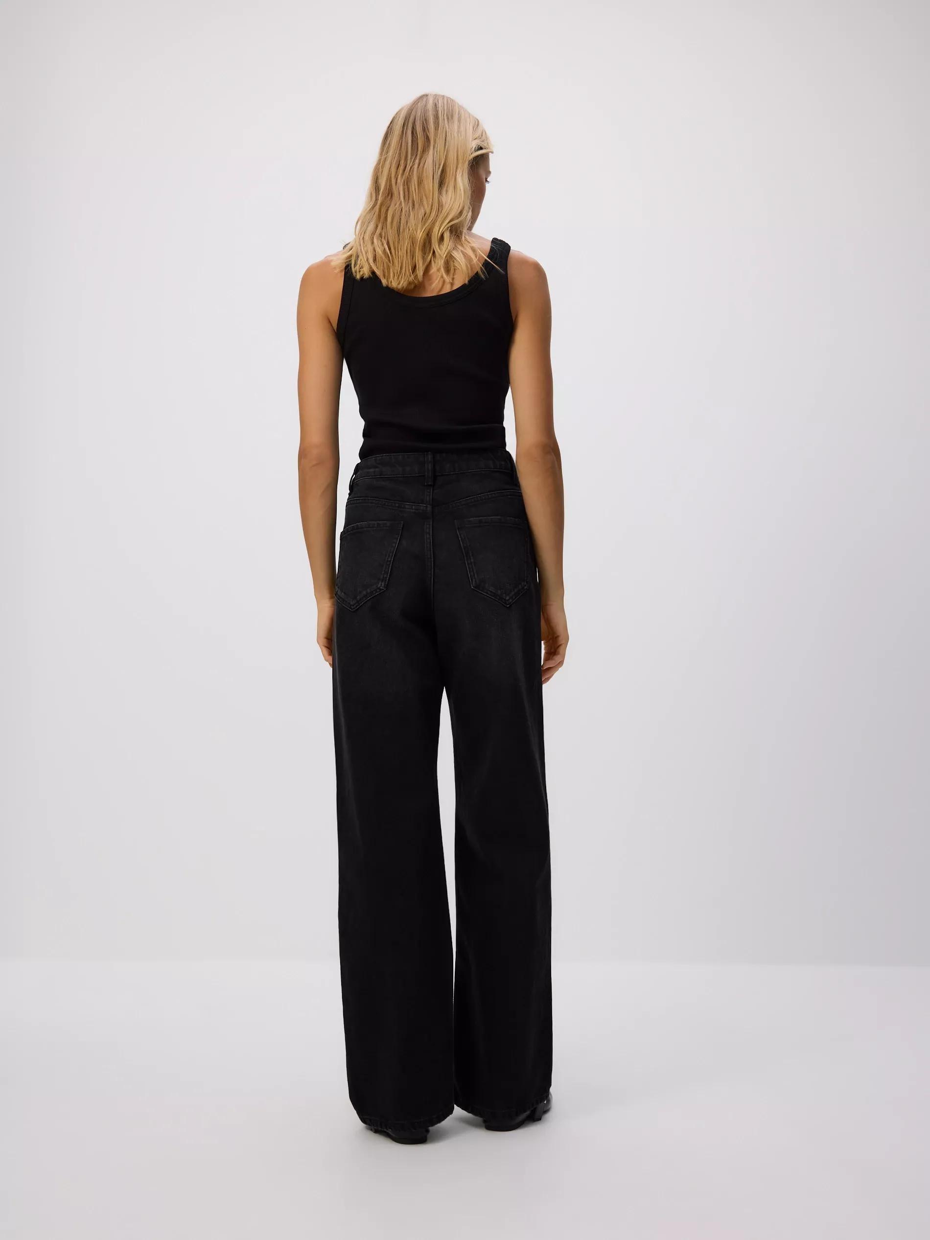 Black Wide Leg Jeans, , large image number 3
