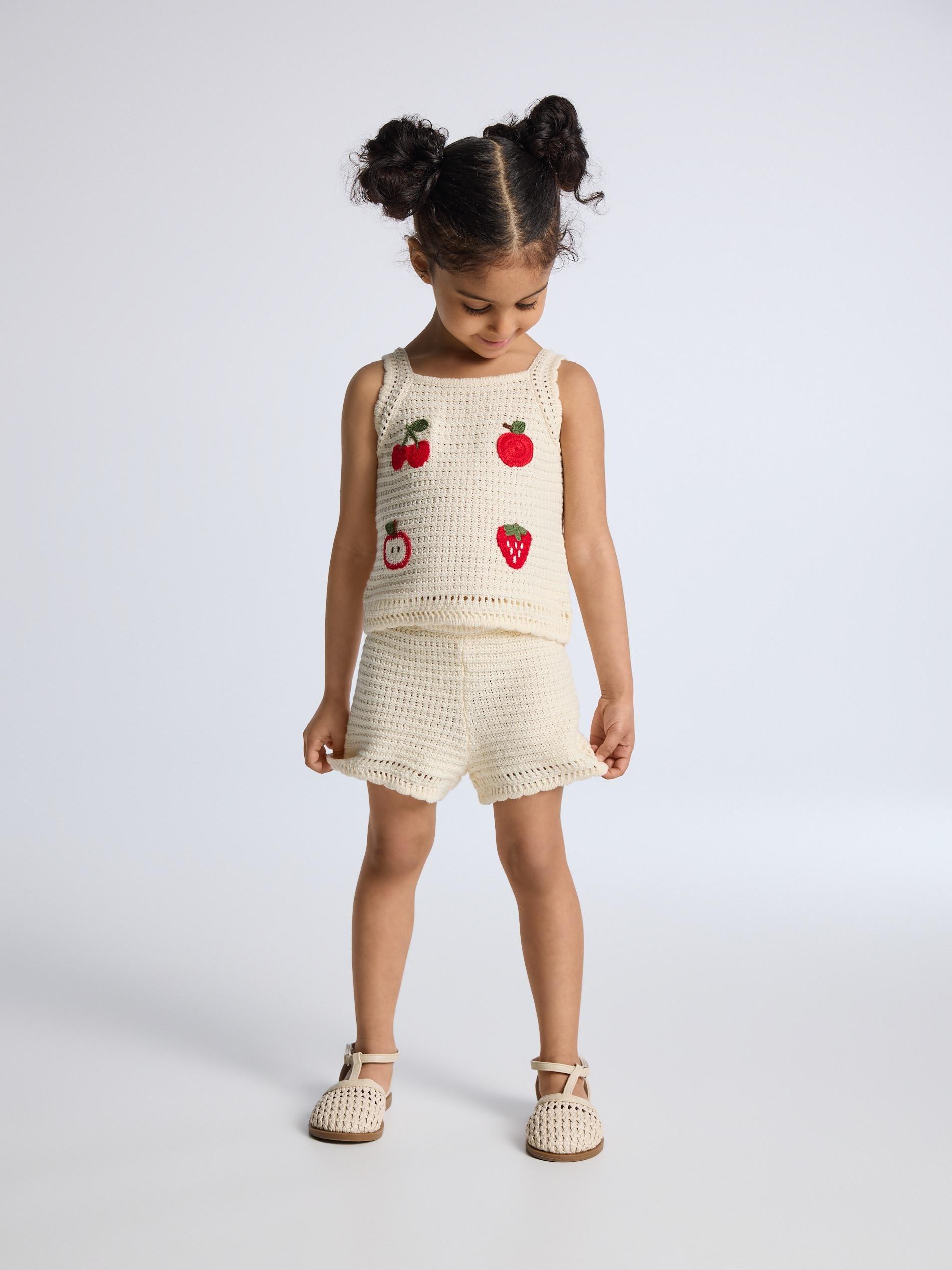 Beige Knit Top With Applique, Ivory, large image number 1