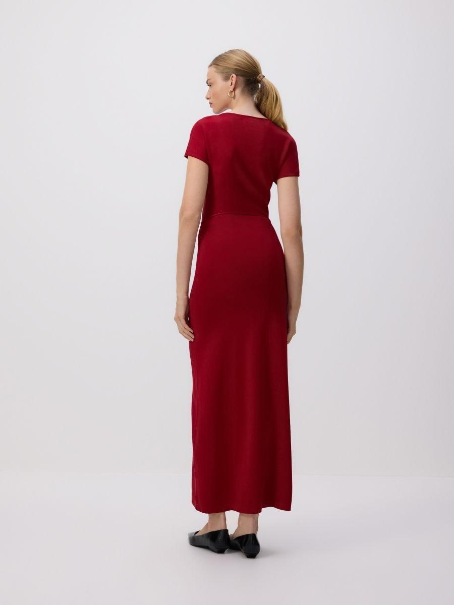 Red Maxi Dress With Decorative Belt, Red, medium