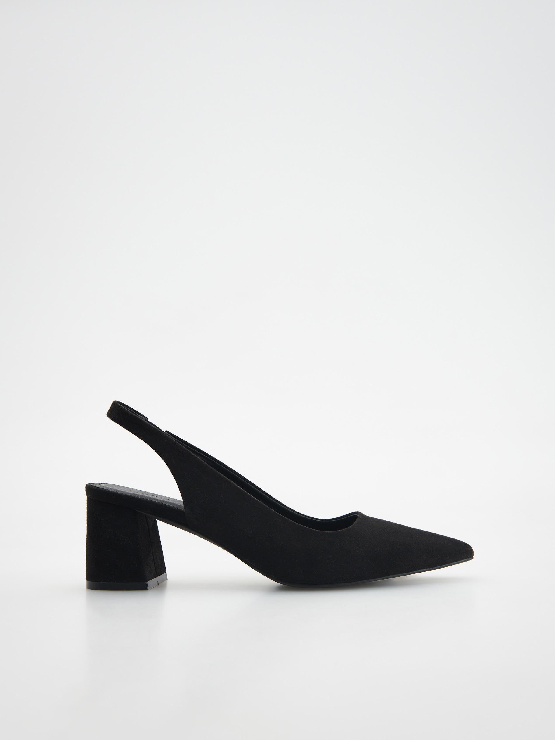 Black Chunky Heel Pumps, , large image number 3
