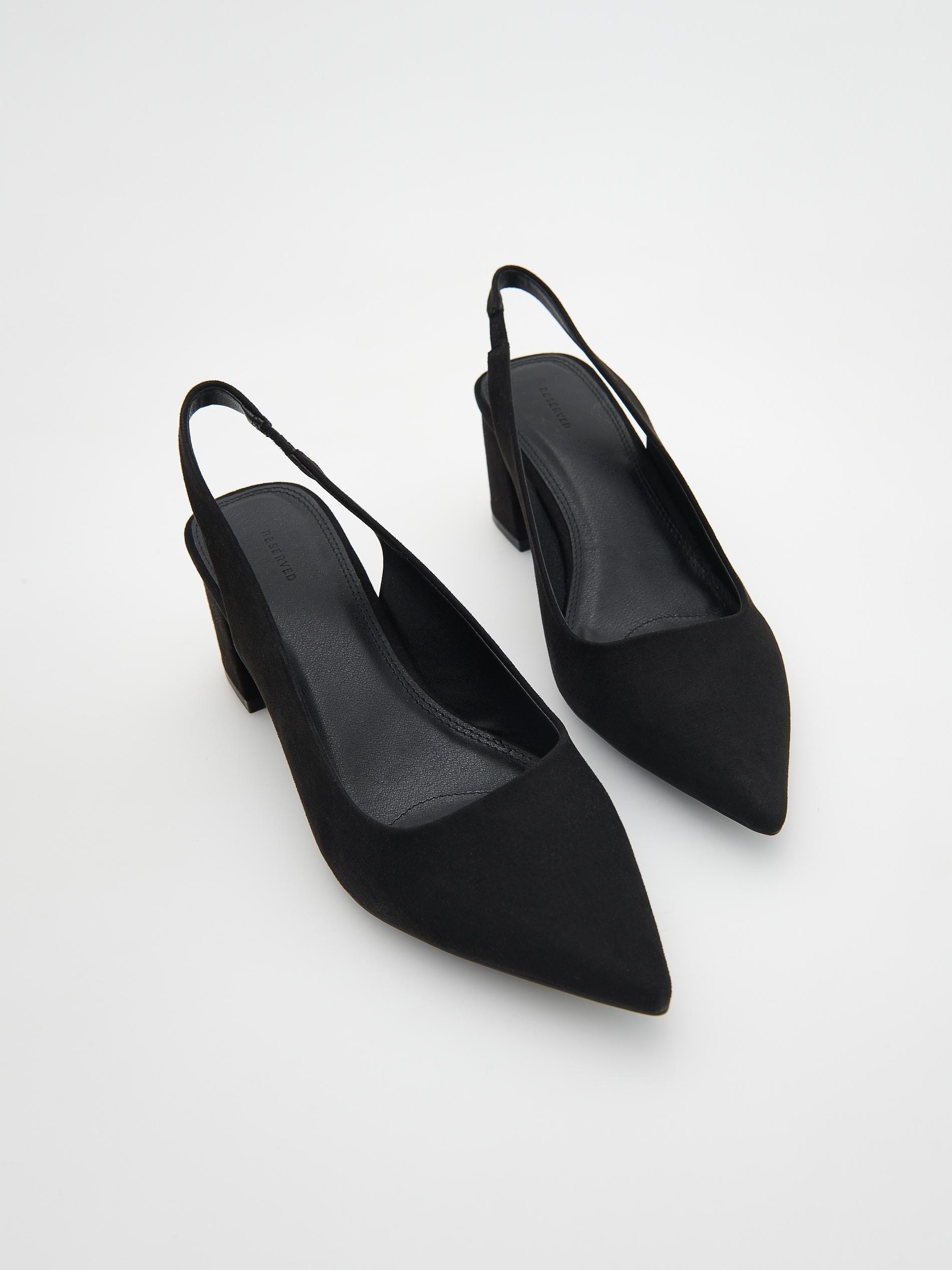 Black Chunky Heel Pumps, , large image number 4
