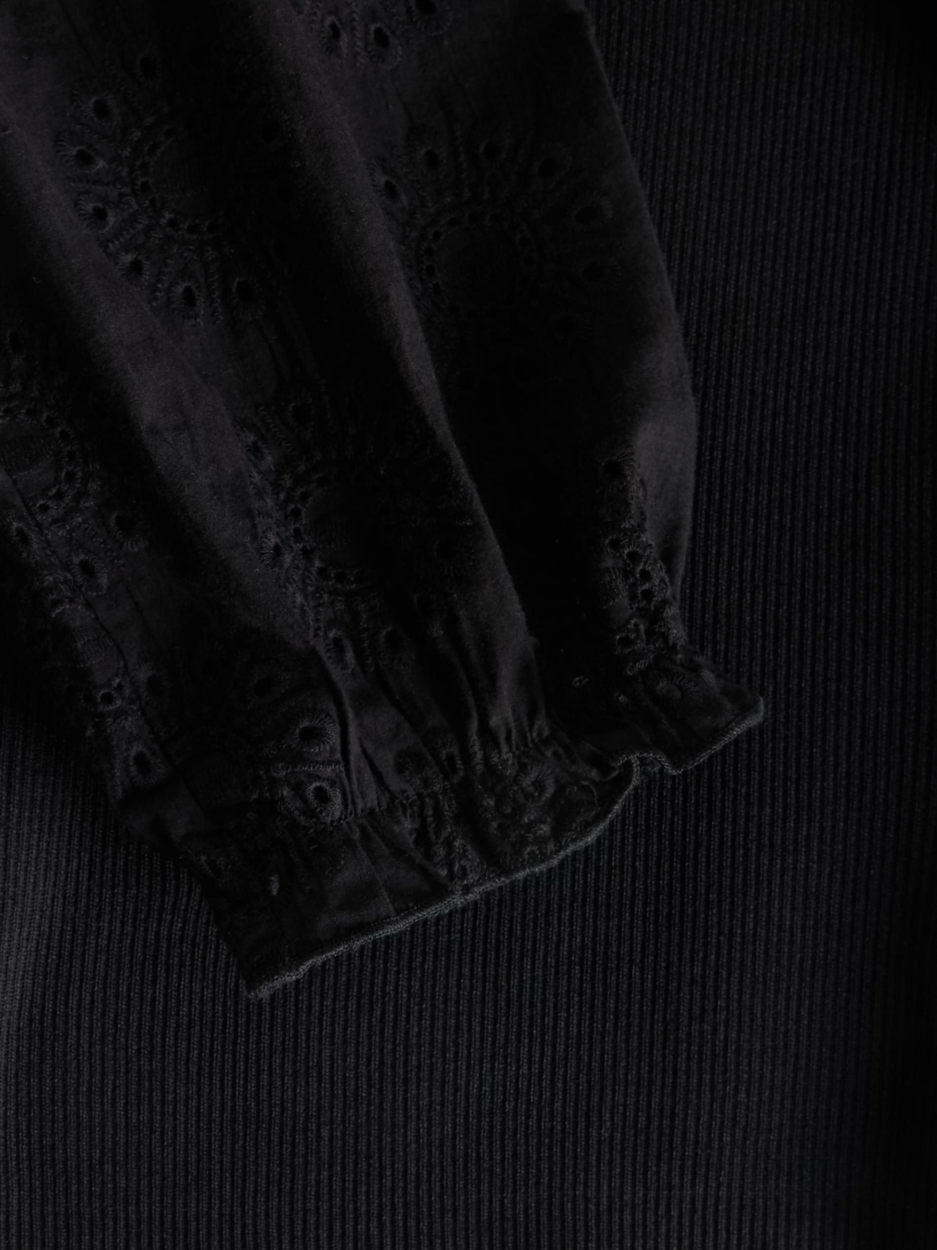 Black Broderie Anglaise Sleeves Blouse, , large image number 3