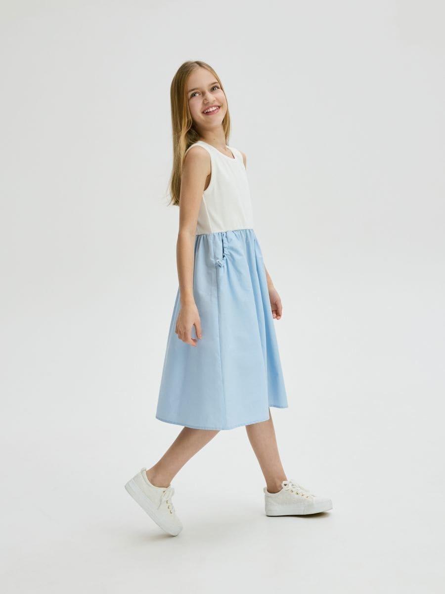 Blue Dress Made Of Mixed Materials, , large image number 0