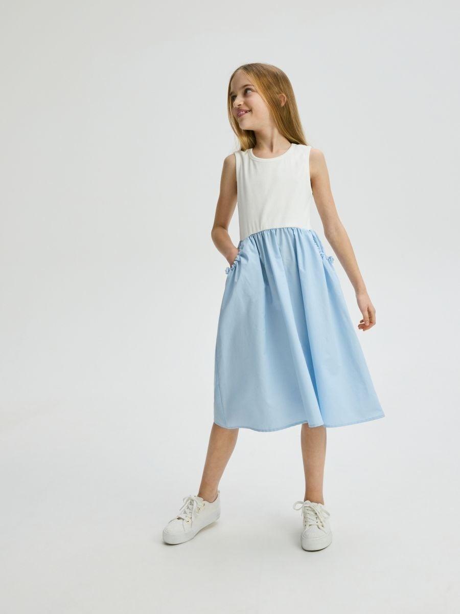 Blue Dress Made Of Mixed Materials, , large image number 1