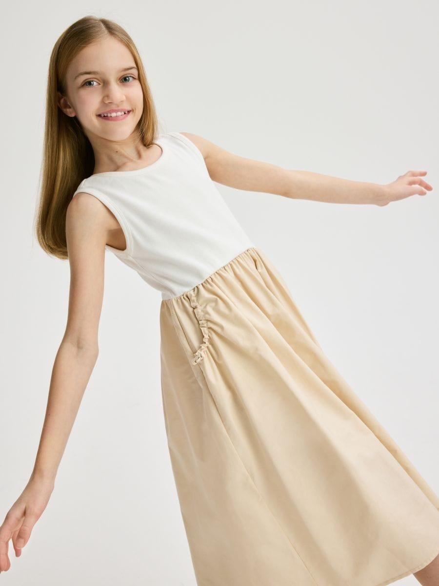 Beige Dress Made Of Mixed Materials, , large image number 0