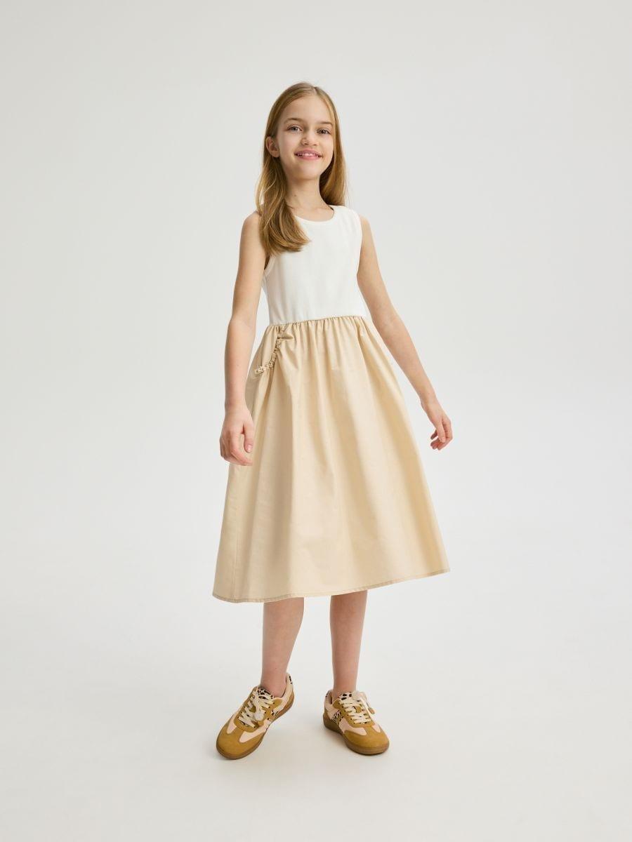 Beige Dress Made Of Mixed Materials, , large image number 1