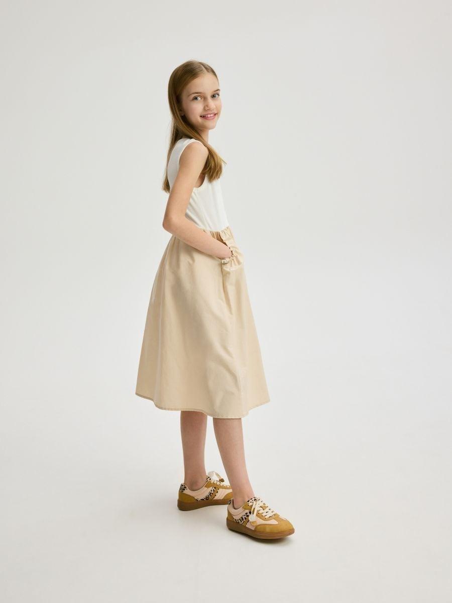 Beige Dress Made Of Mixed Materials, , large image number 2