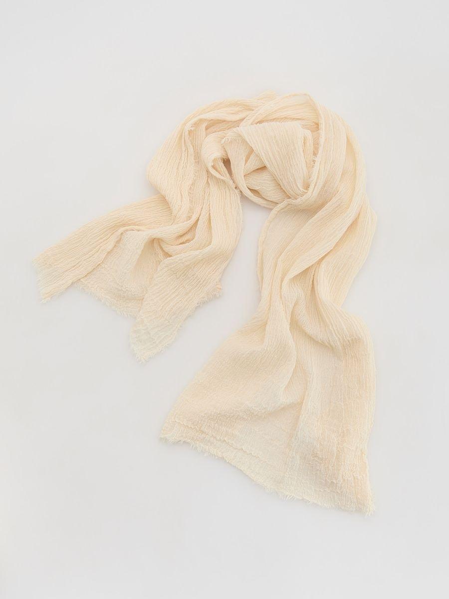 Cream Linen Scarf, Ivory, large image number 0