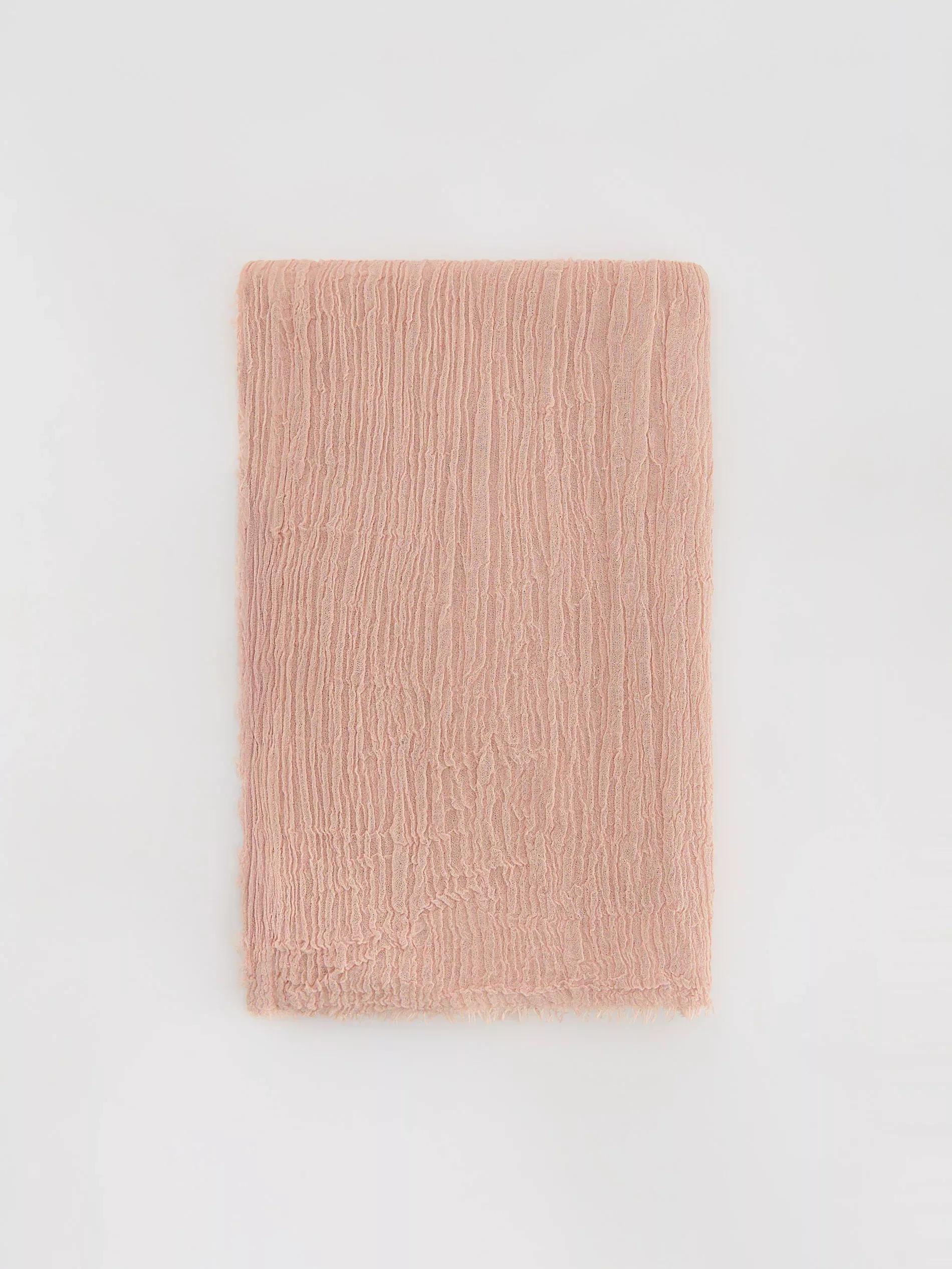 Pink Linen Scarf, Pink, medium