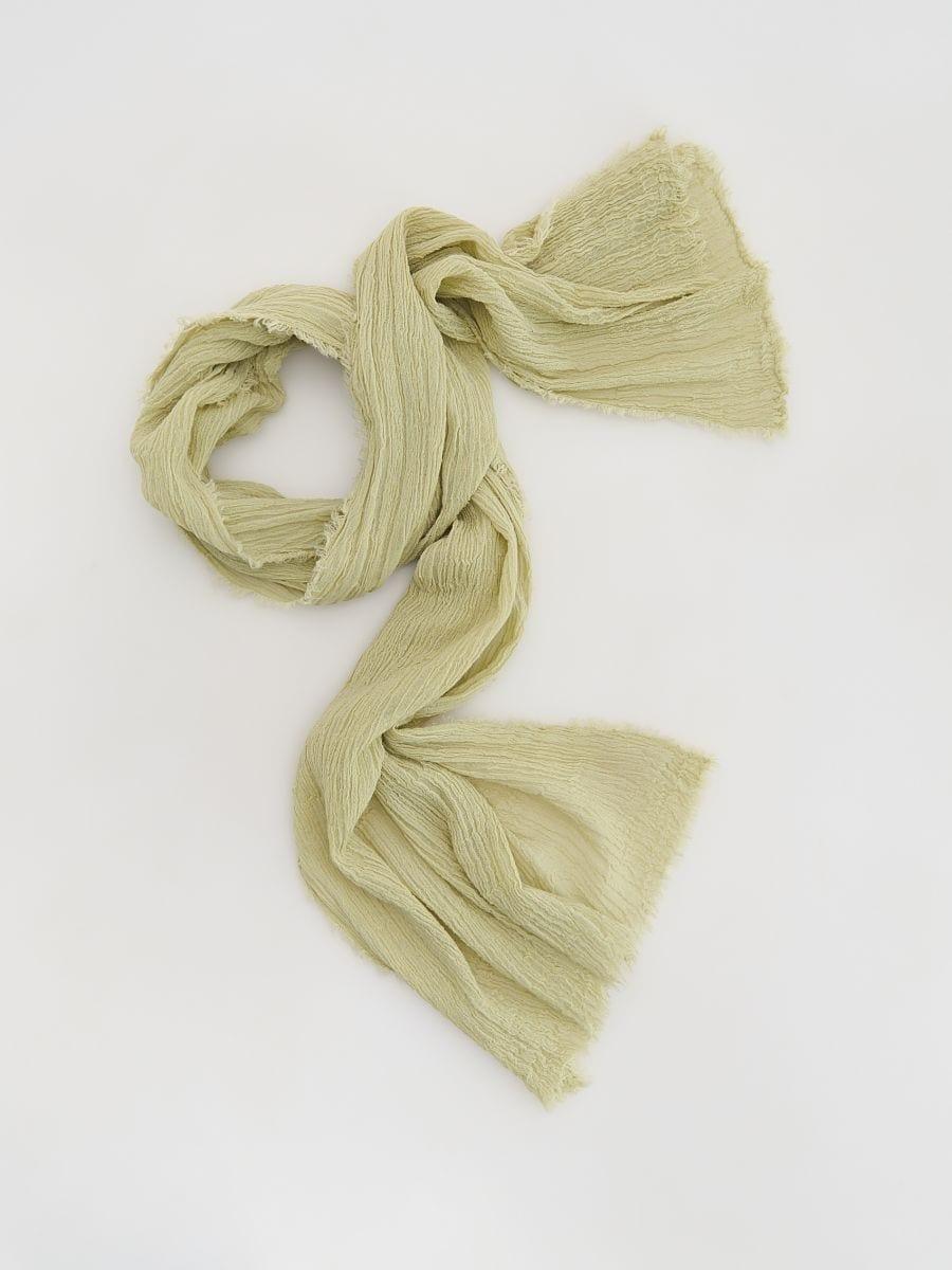 Green Linen Scarf, Green, large image number 0
