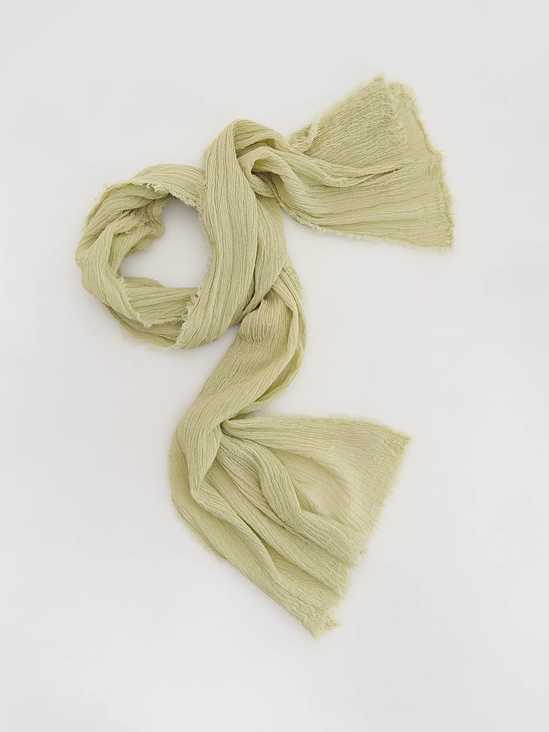 Green Linen Scarf, Green, large image number 0