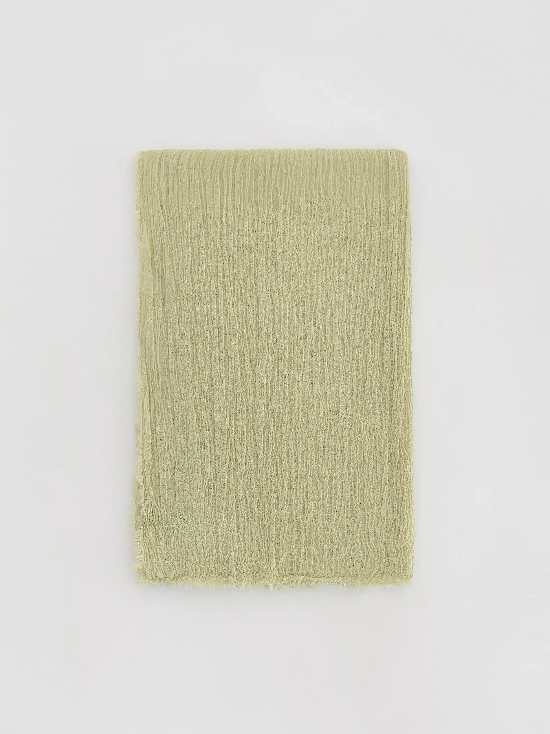 Green Linen Scarf, Green, large image number 1