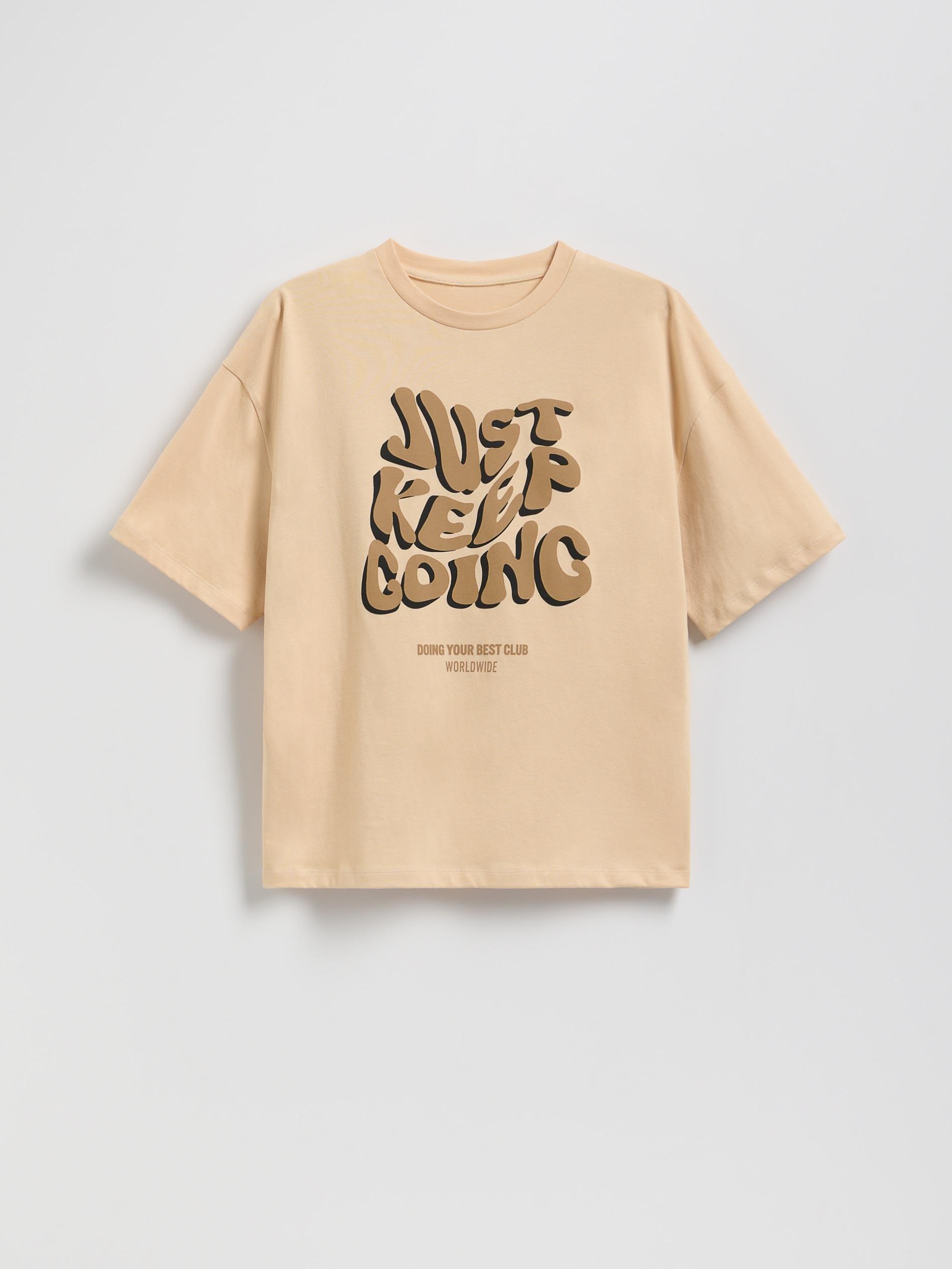 Beige T-Shirt With Print, Beige, medium