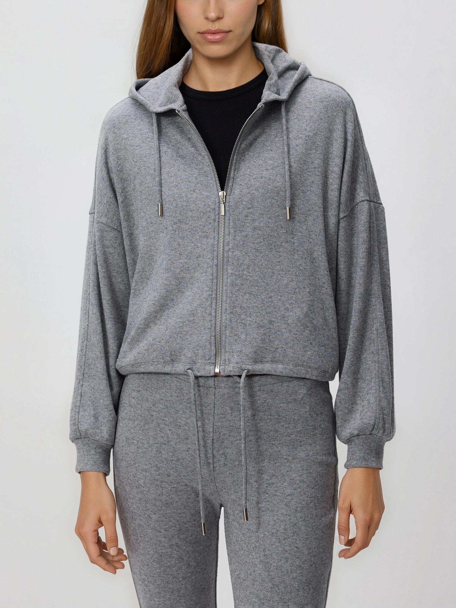 Grey Zipped Sweatshirt With Viscose, Grey, large image number 0