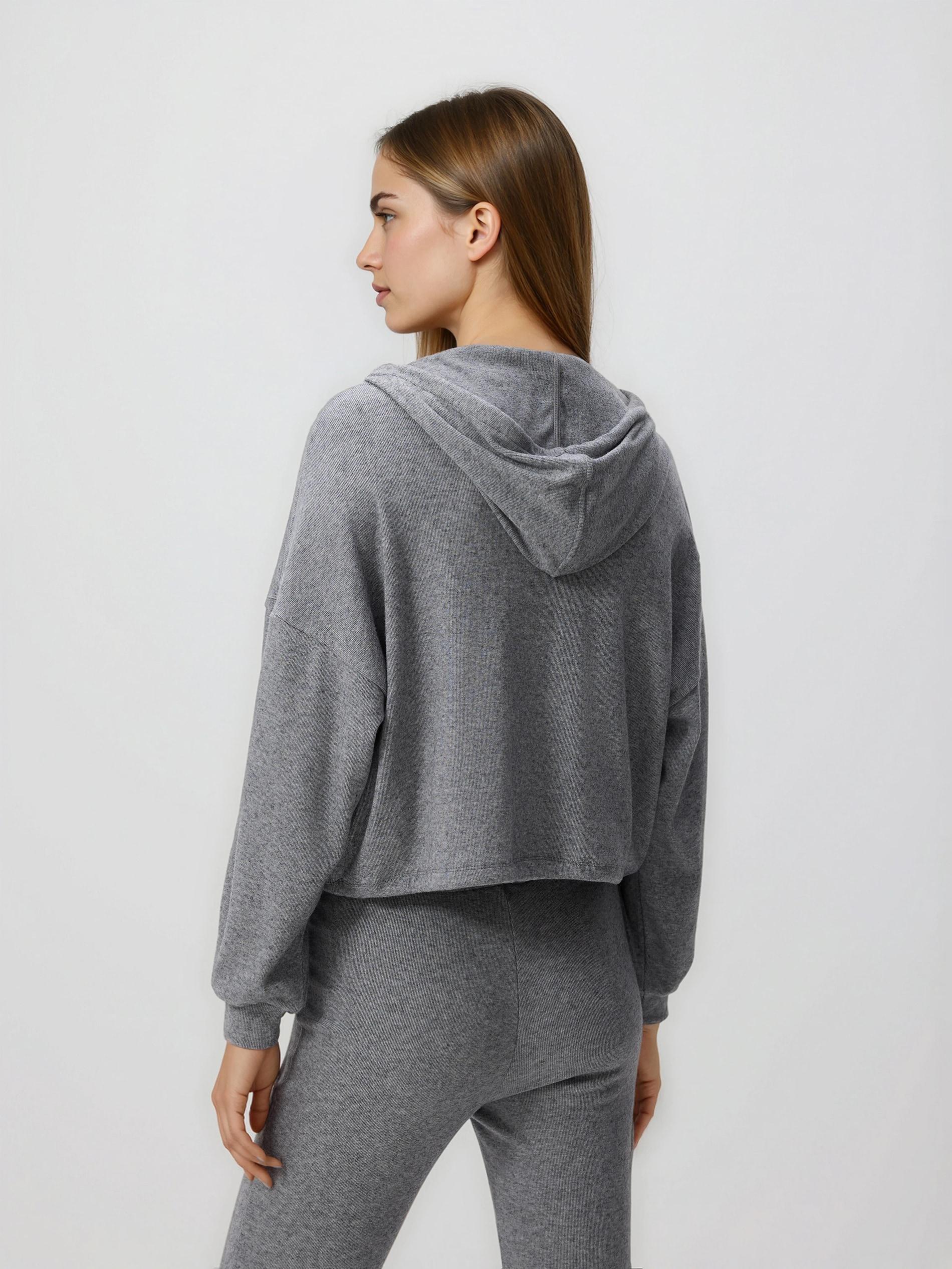 Grey Zipped Sweatshirt With Viscose, Grey, large image number 1