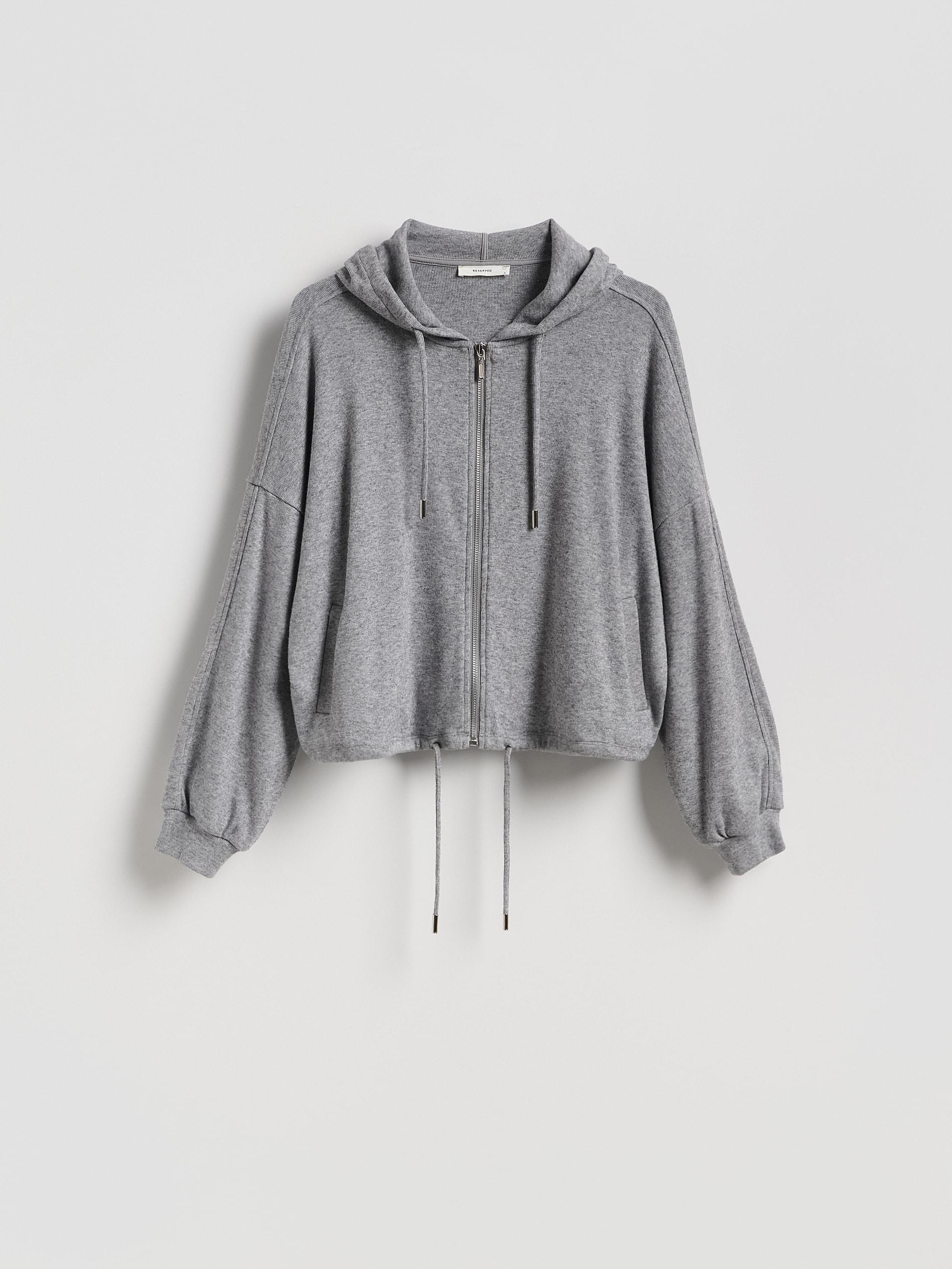 Grey Zipped Sweatshirt With Viscose, Grey, large image number 3