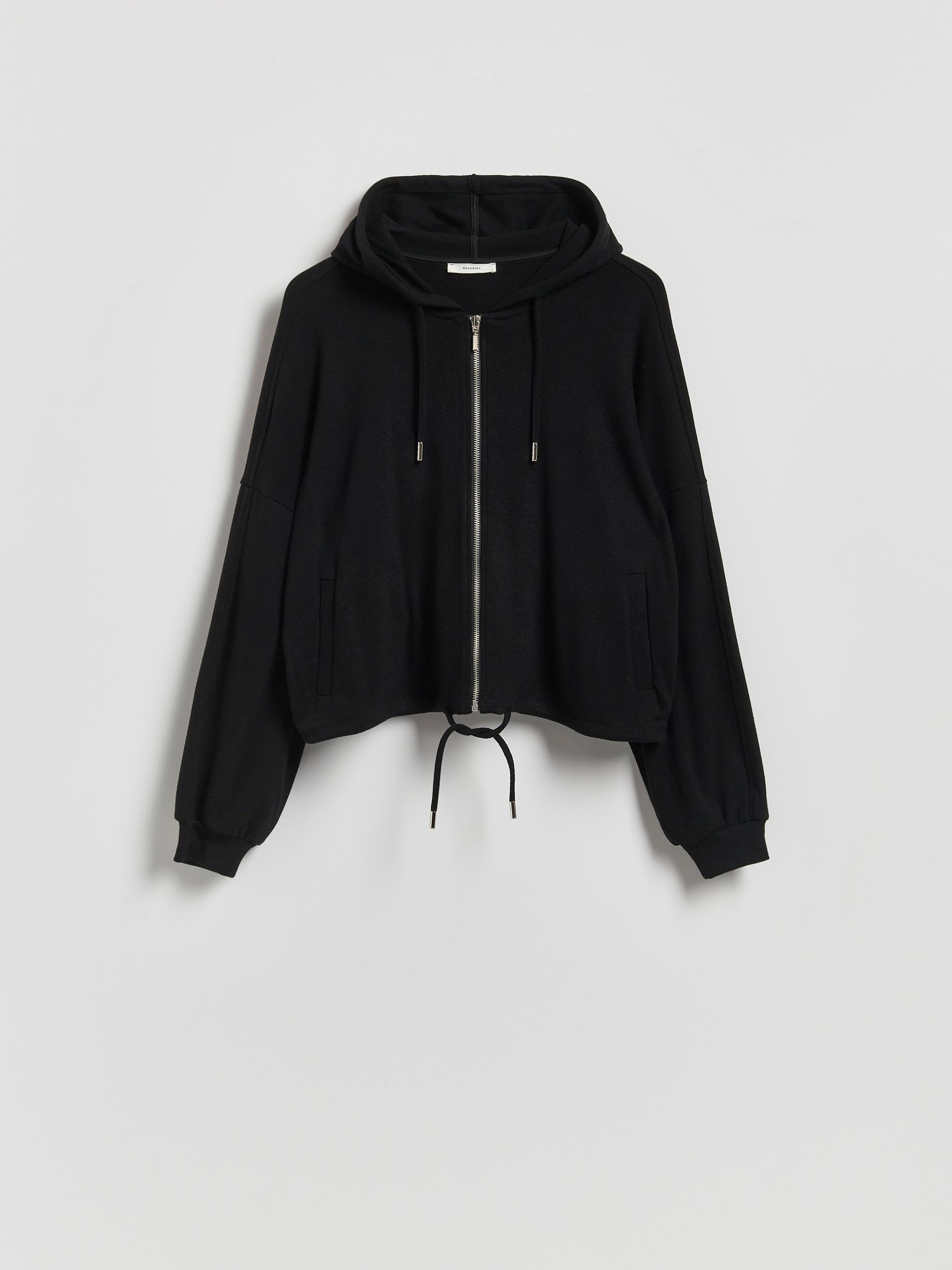 Black Zipped Sweatshirt With Viscose, Black, large image number 3