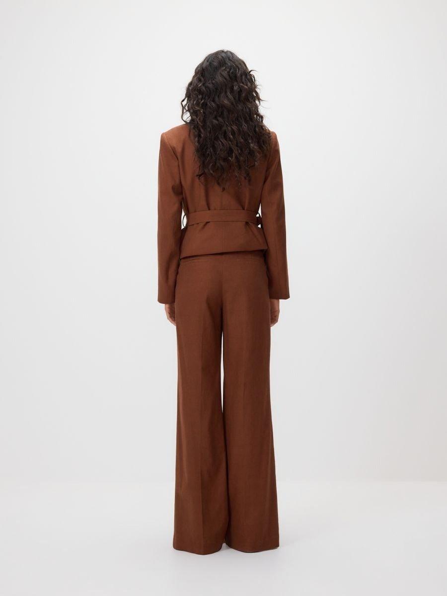 بنطال غني بالكتان بني, Brown, medium