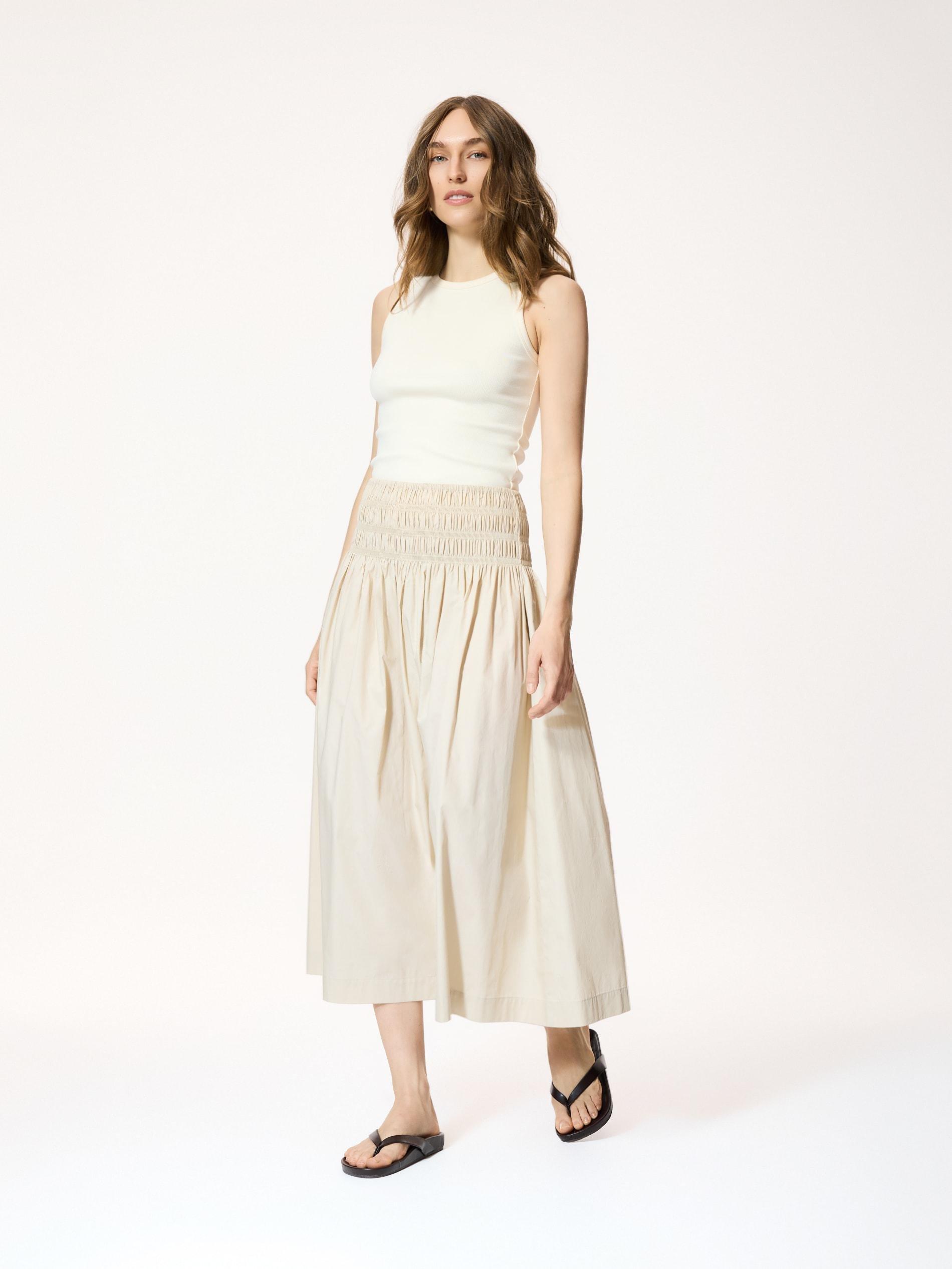 Beige Cotton Maxi Skirt, Beige, large image number 1