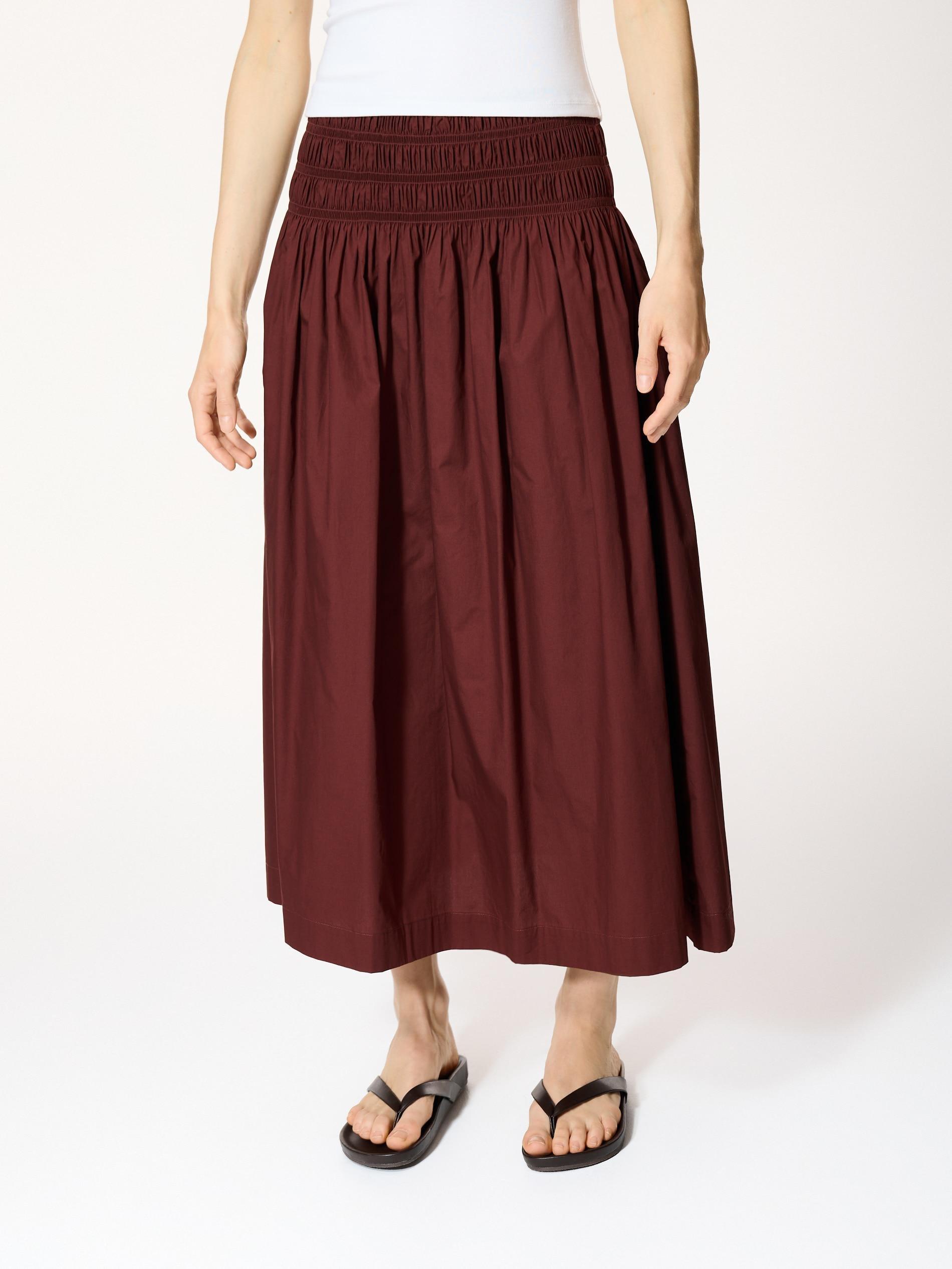 Maroon Cotton Maxi Skirt, Burgundy, large image number 1