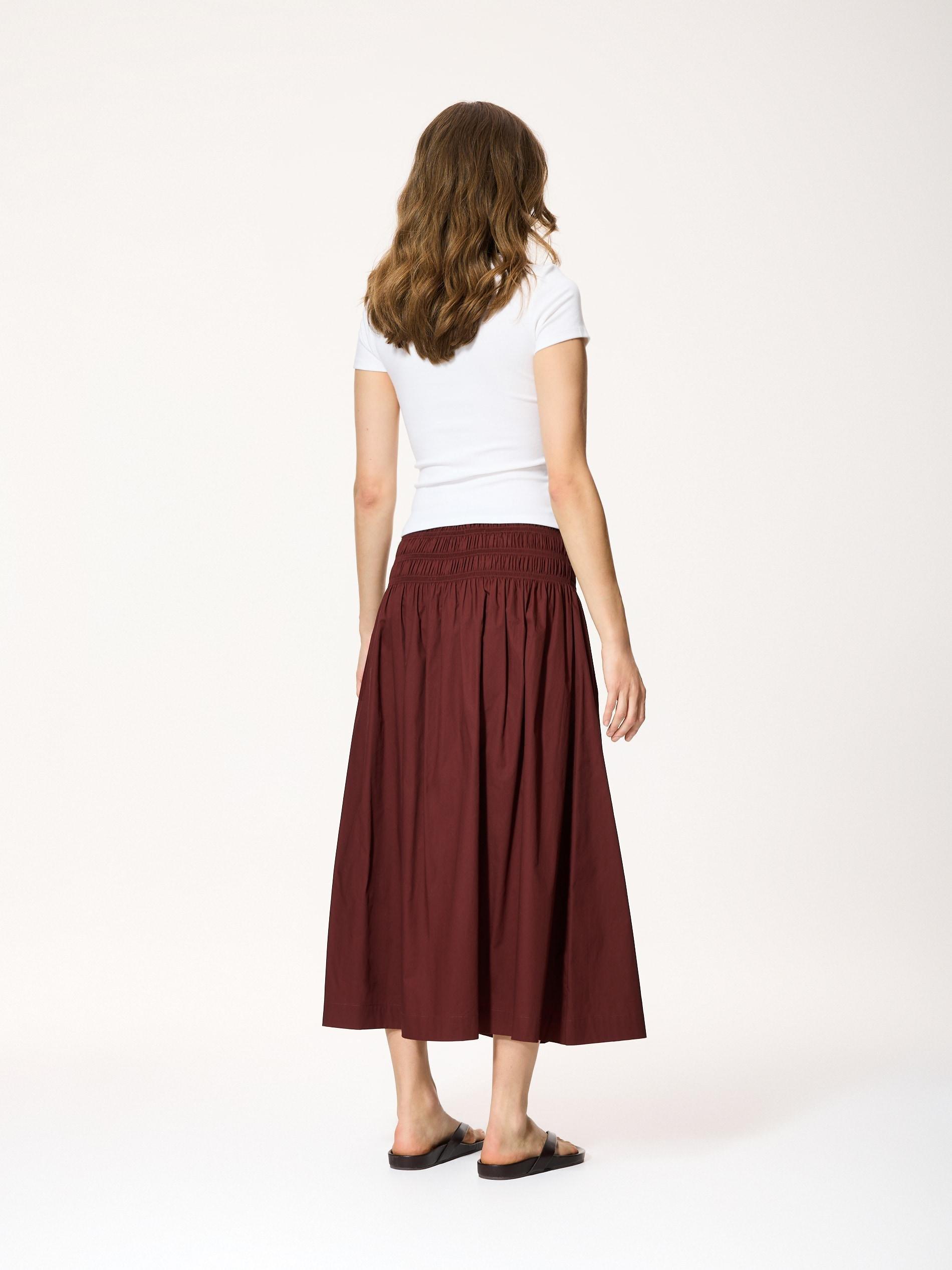 Maroon Cotton Maxi Skirt, Burgundy, large image number 2