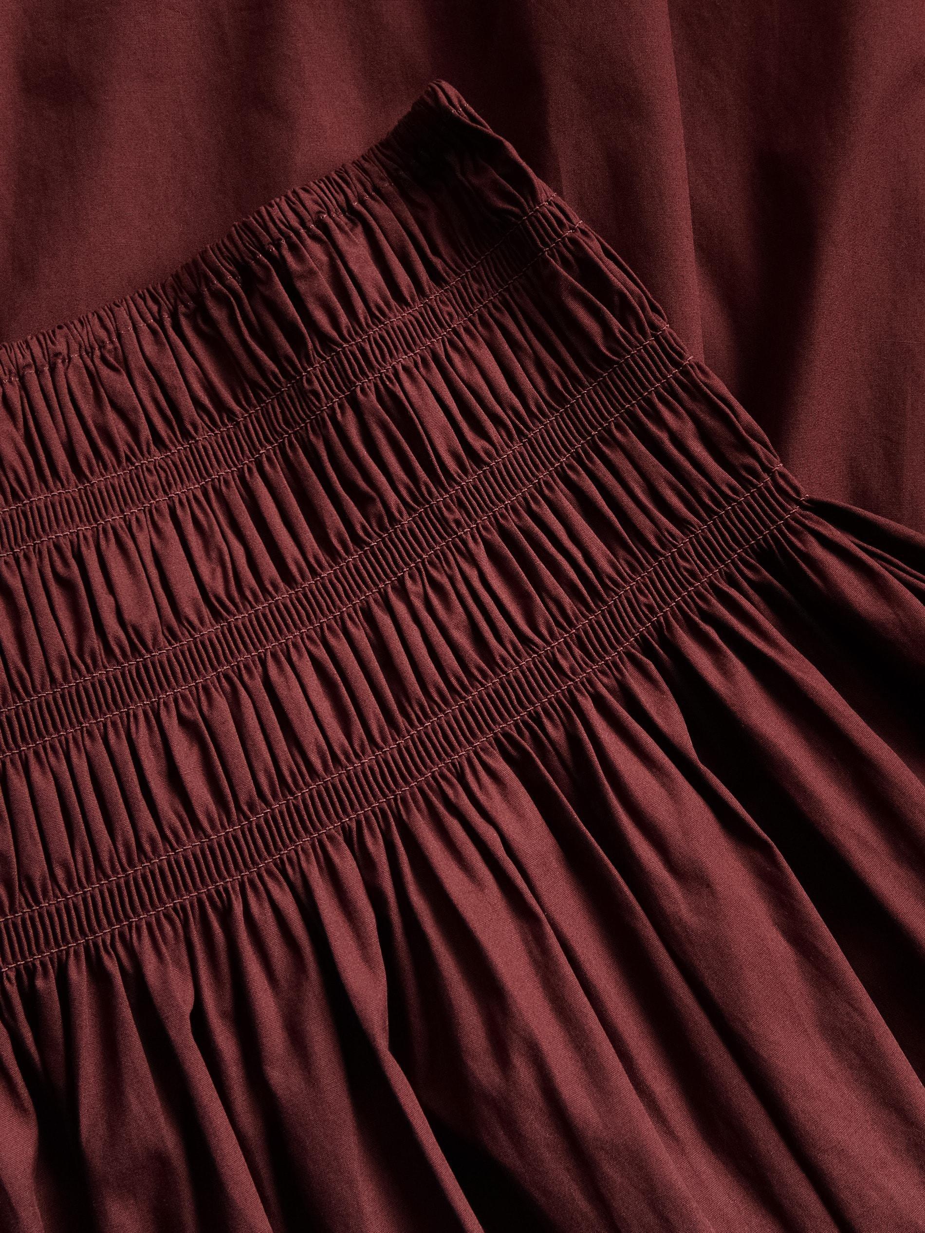 Maroon Cotton Maxi Skirt, Burgundy, large image number 4