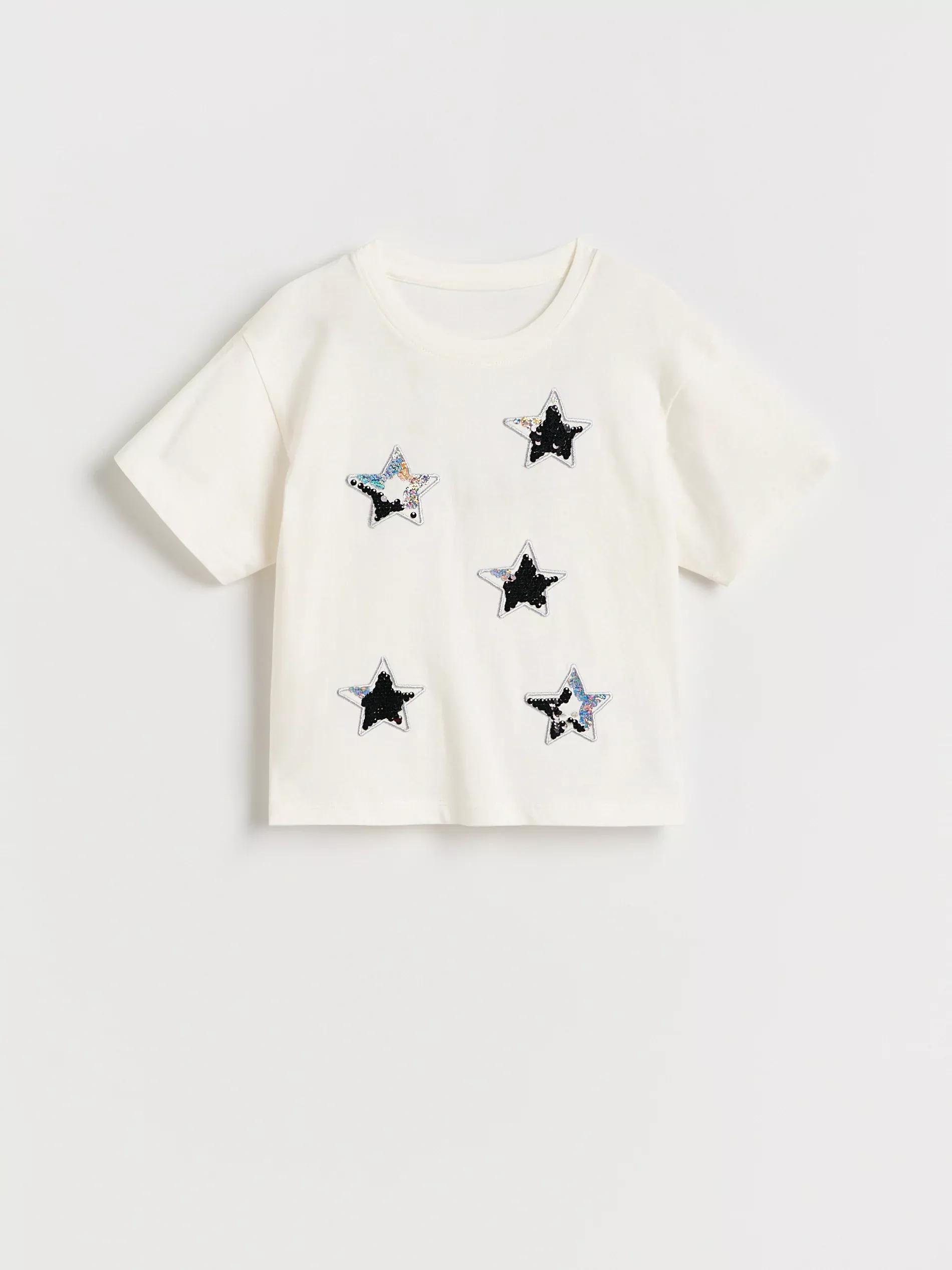 Cream T-Shirt With Applique, , large image number 0