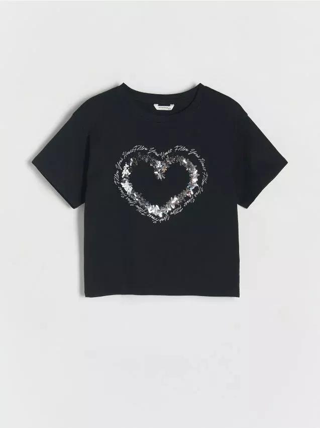 Black T-Shirt With Applique, , large image number 0