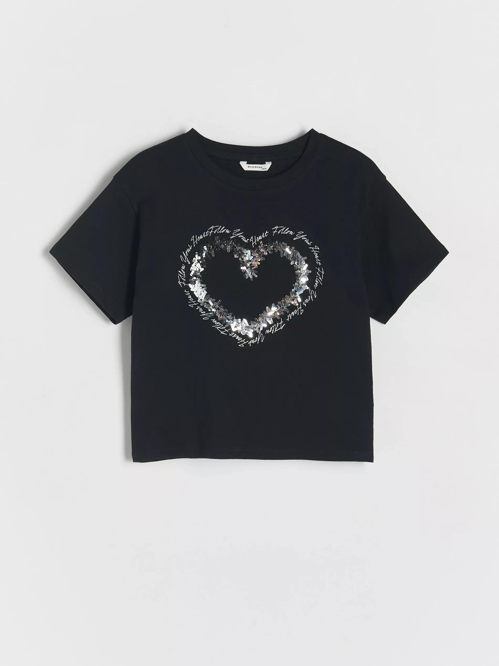 Black T-Shirt With Applique, , large image number 1