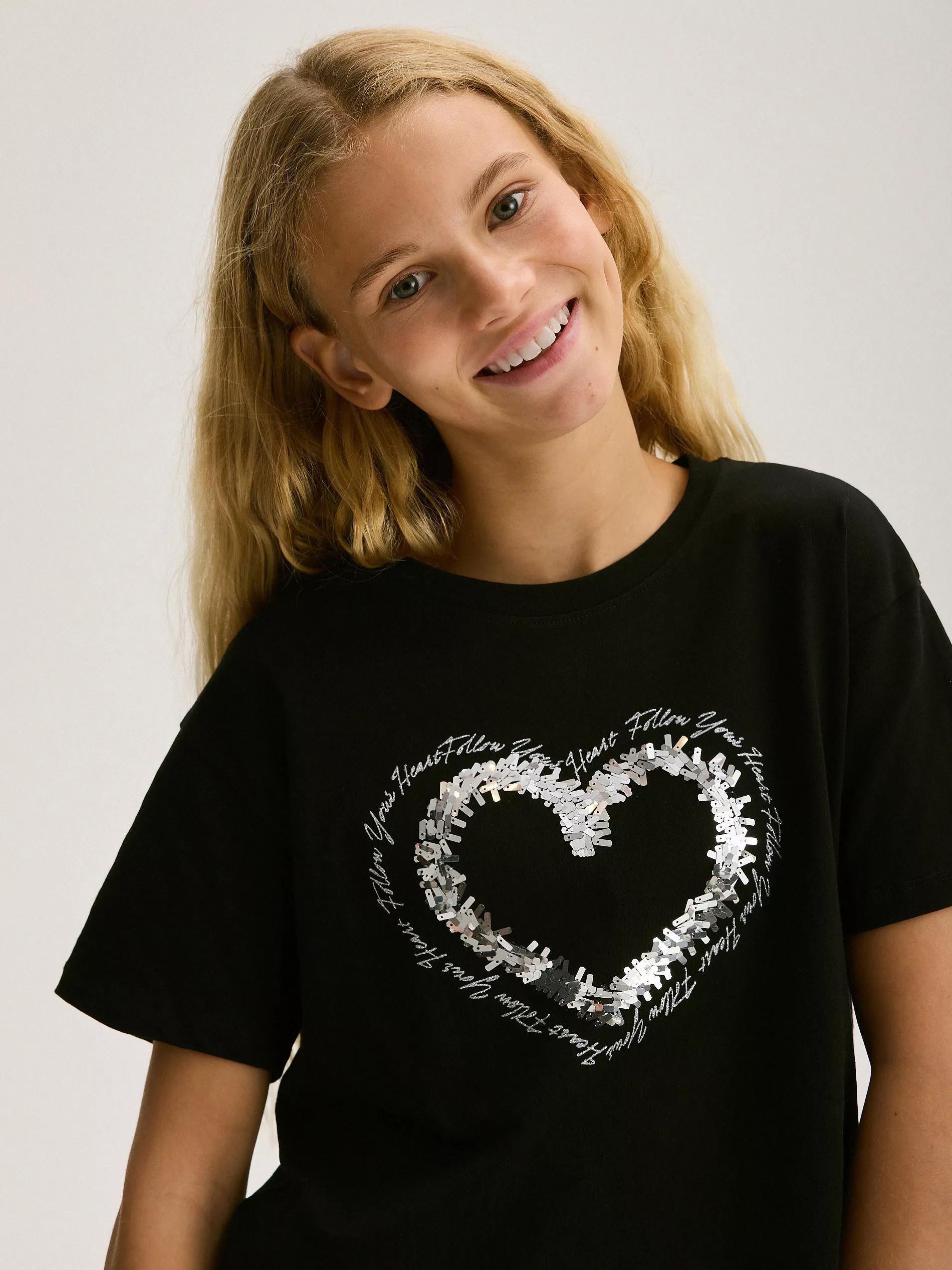Black T-Shirt With Applique, , large image number 3