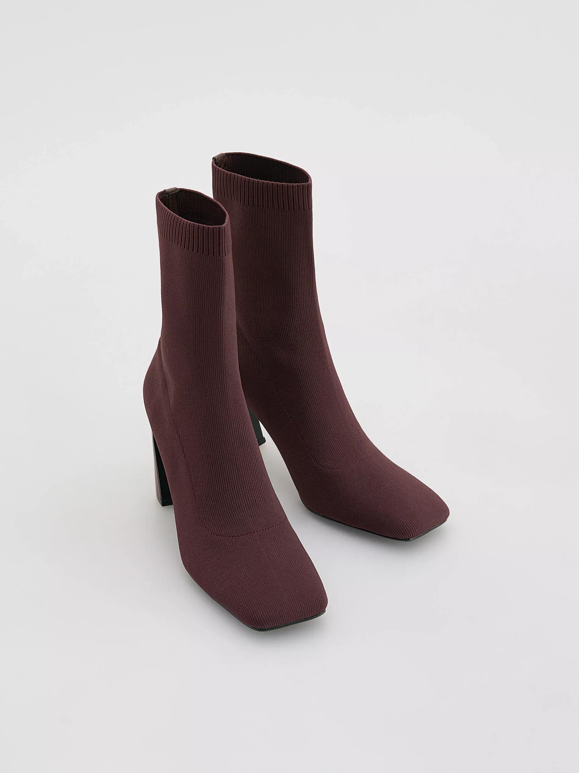 Maroon Heeled Ankle Boots, Burgundy, medium