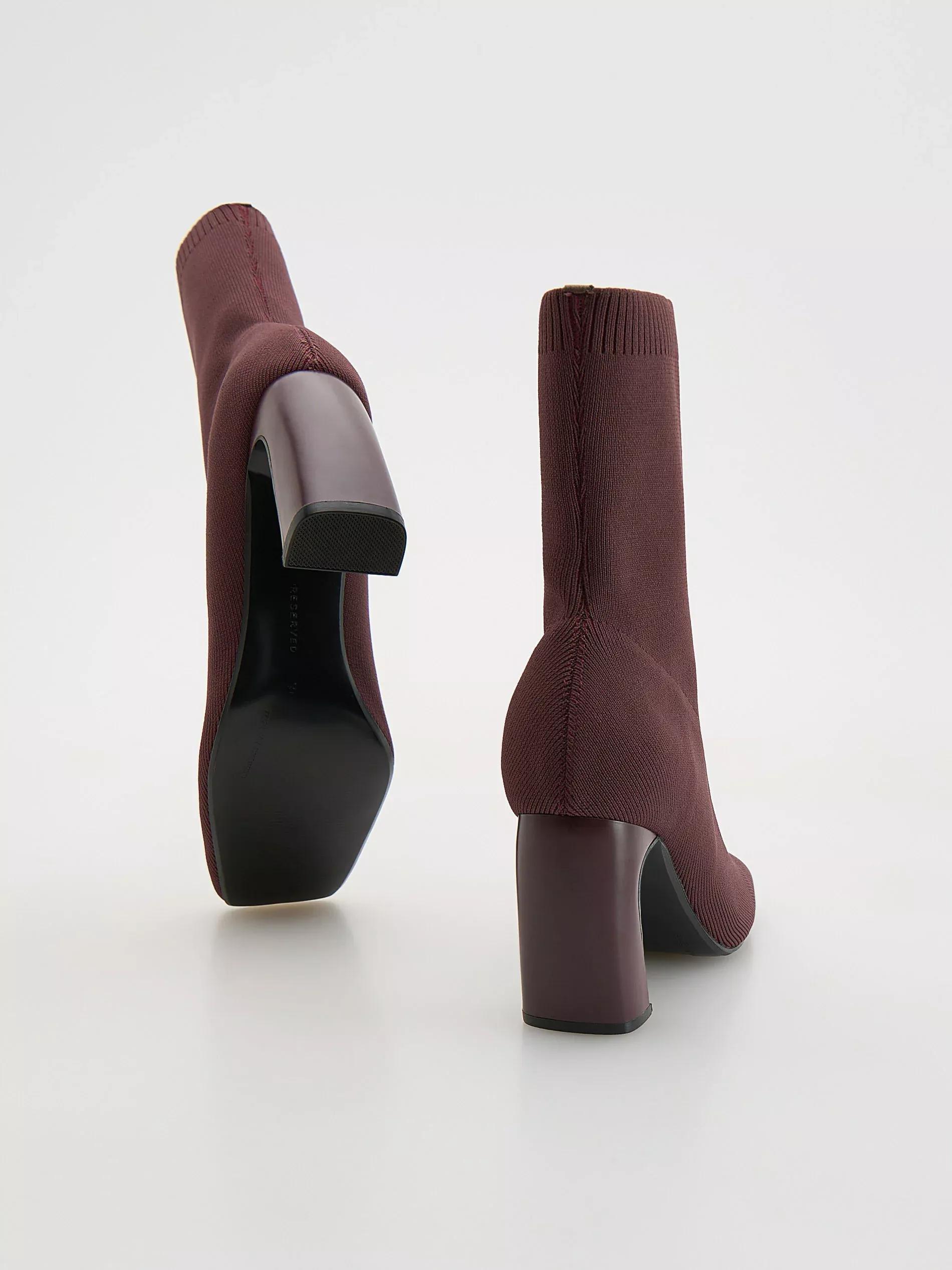 Maroon Heeled Ankle Boots, Burgundy, large image number 2