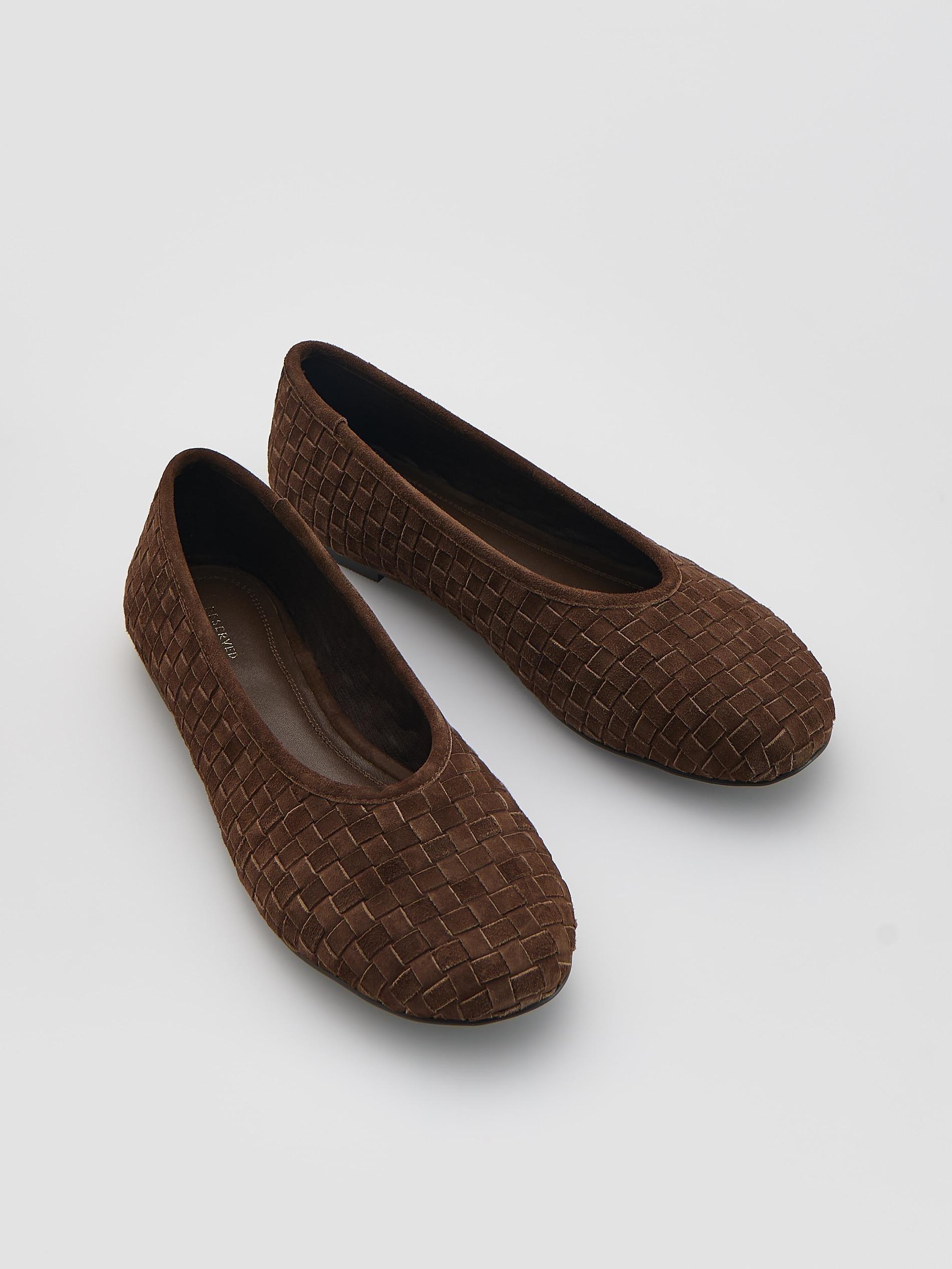 Brown Leather Ballerinas, Brown, medium