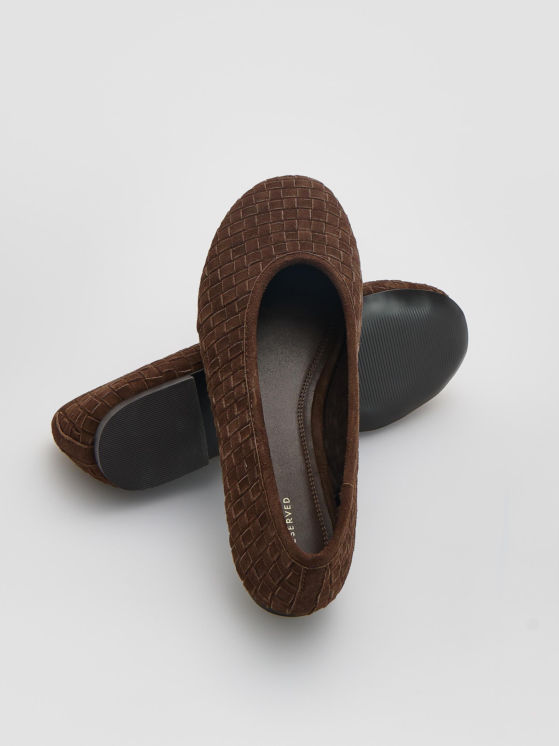 Brown Leather Ballerinas, Brown, medium