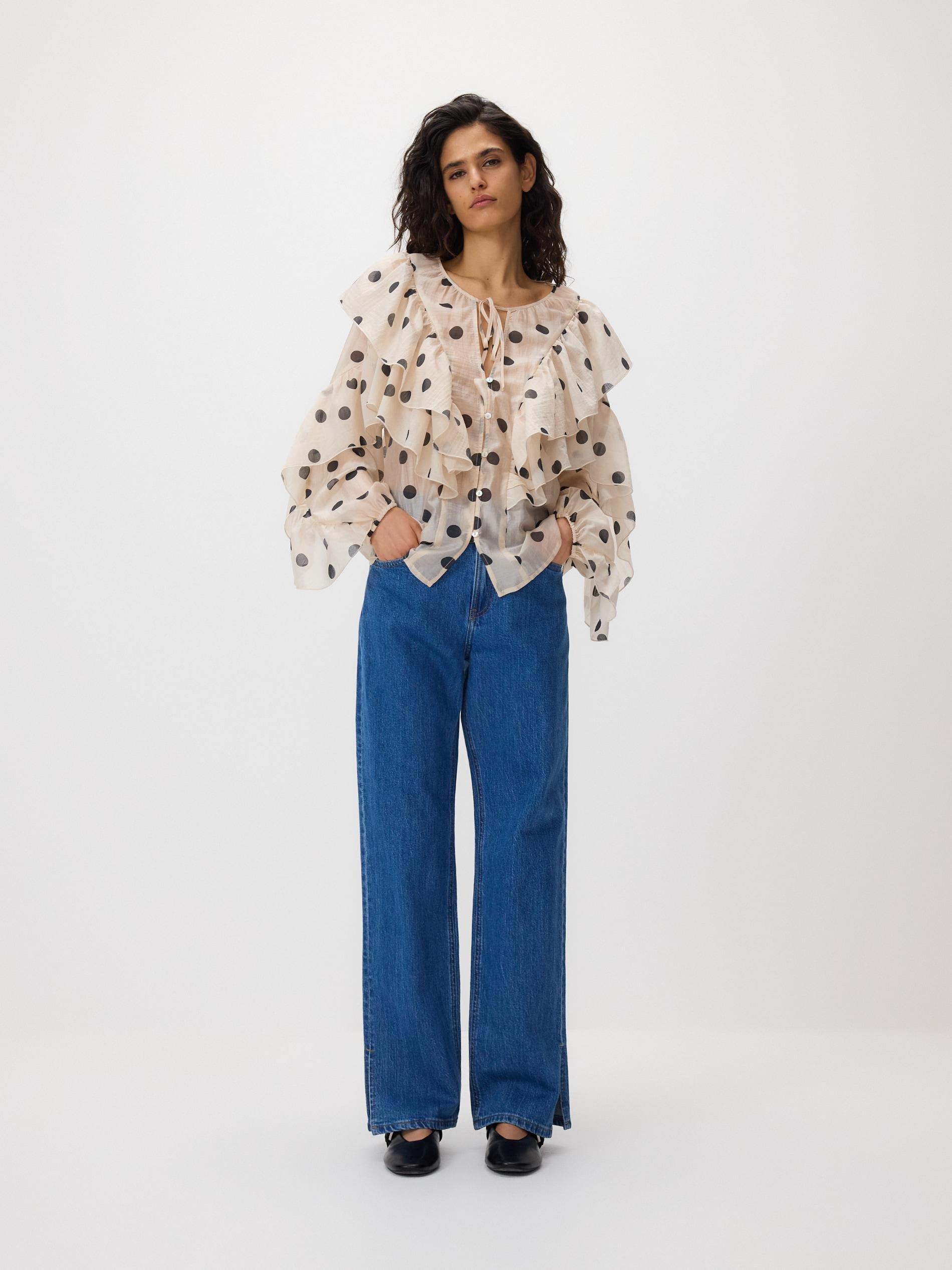 Cream Polka Dot Top, Ivory, medium