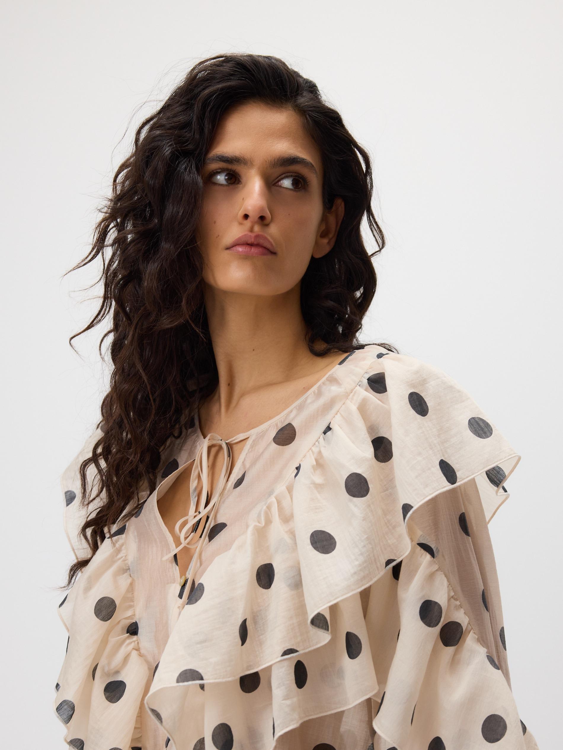 Cream Polka Dot Top, Ivory, medium