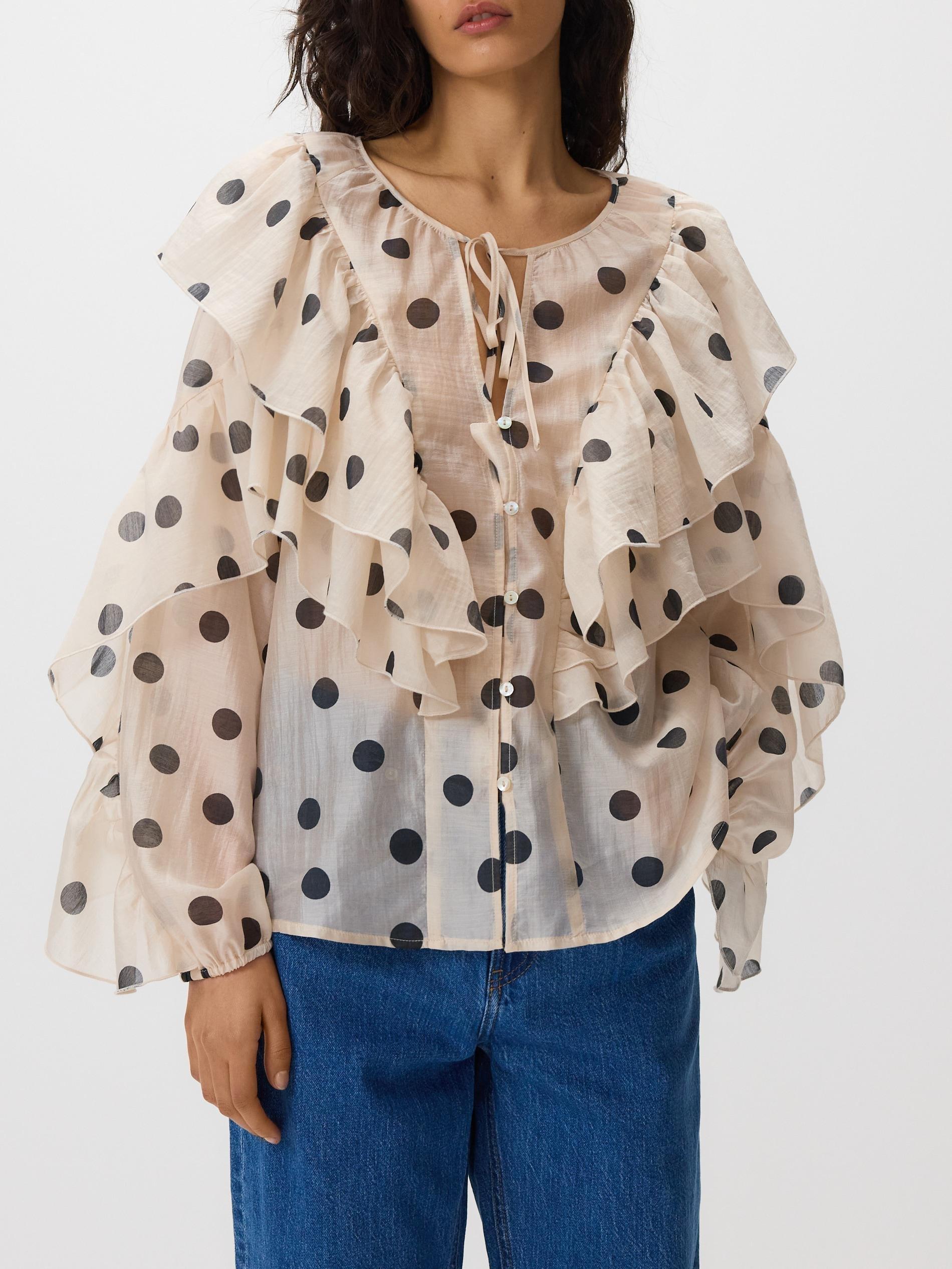 Cream Polka Dot Top, Ivory, large image number 2