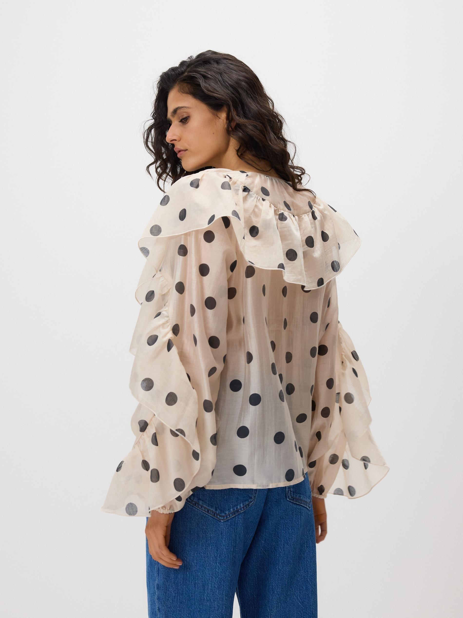 Cream Polka Dot Top, Ivory, large image number 3