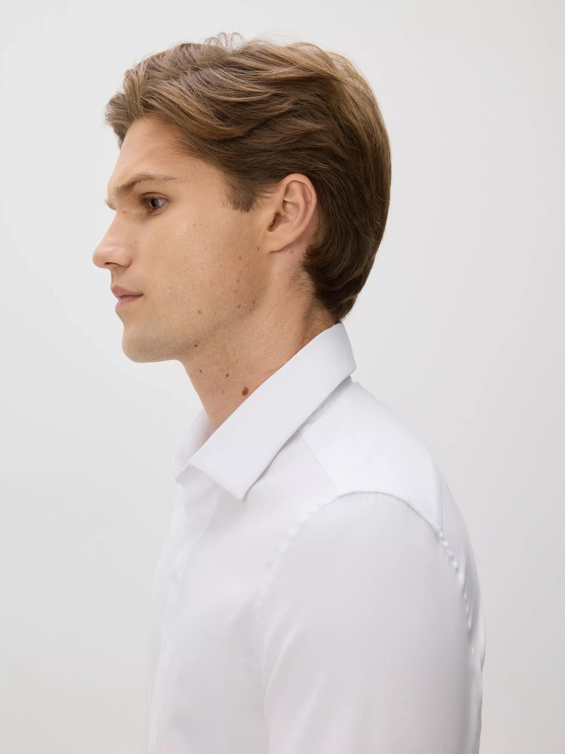 White Super Slim Fit Plain Shirt, White, large image number 0