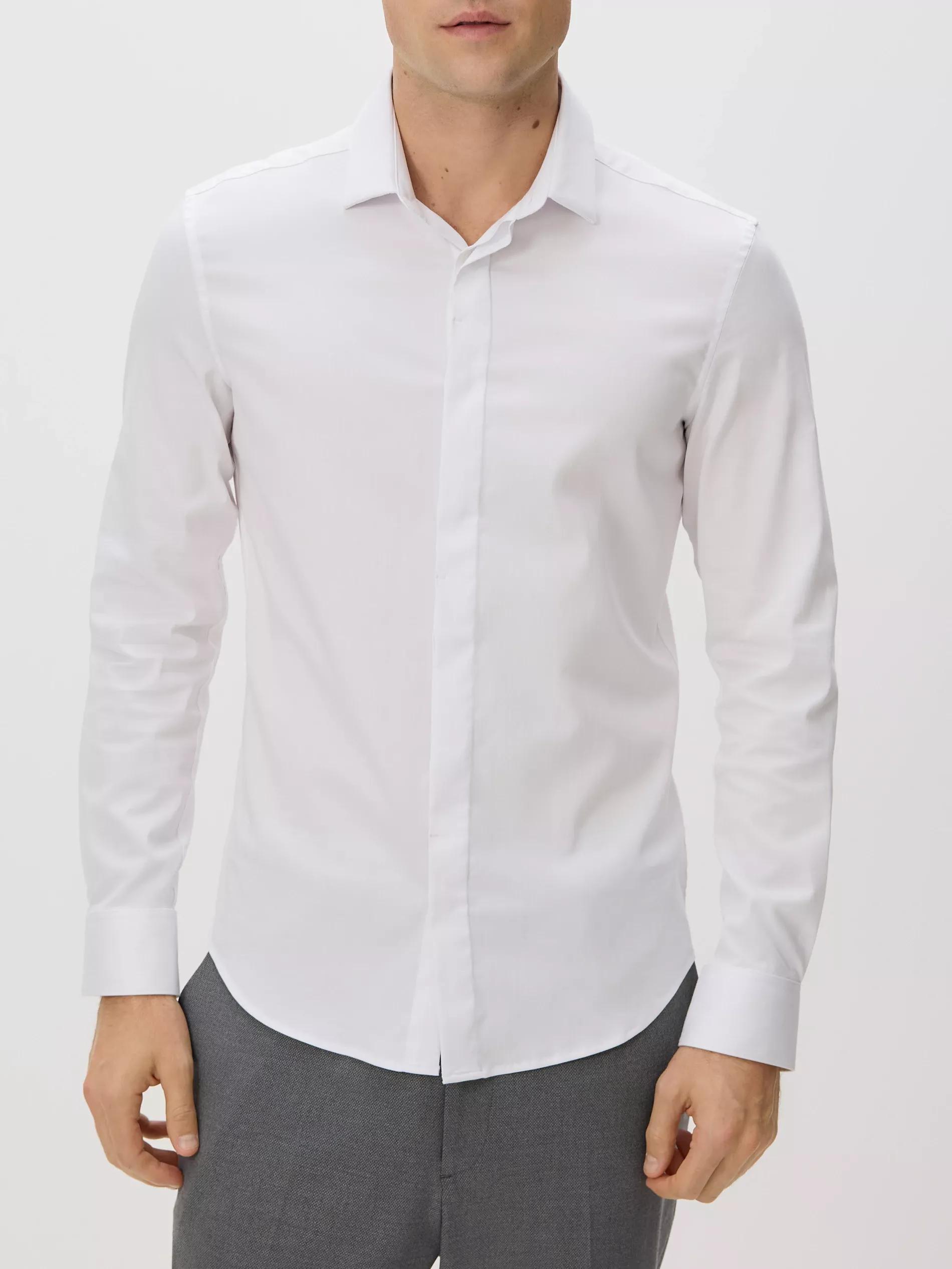 White Super Slim Fit Plain Shirt, White, large image number 2