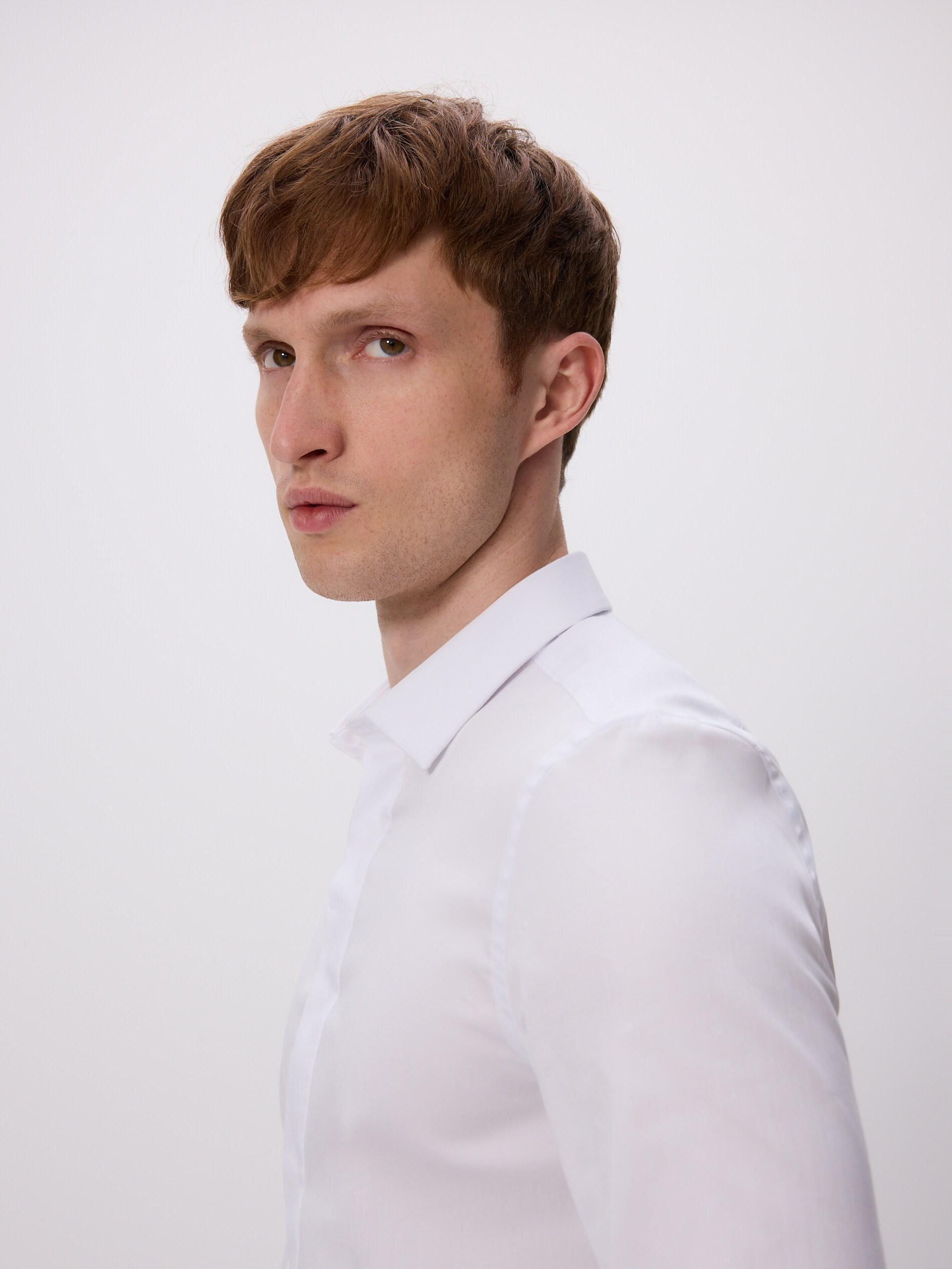 White Super Slim Fit Plain Shirt, White, large image number 4