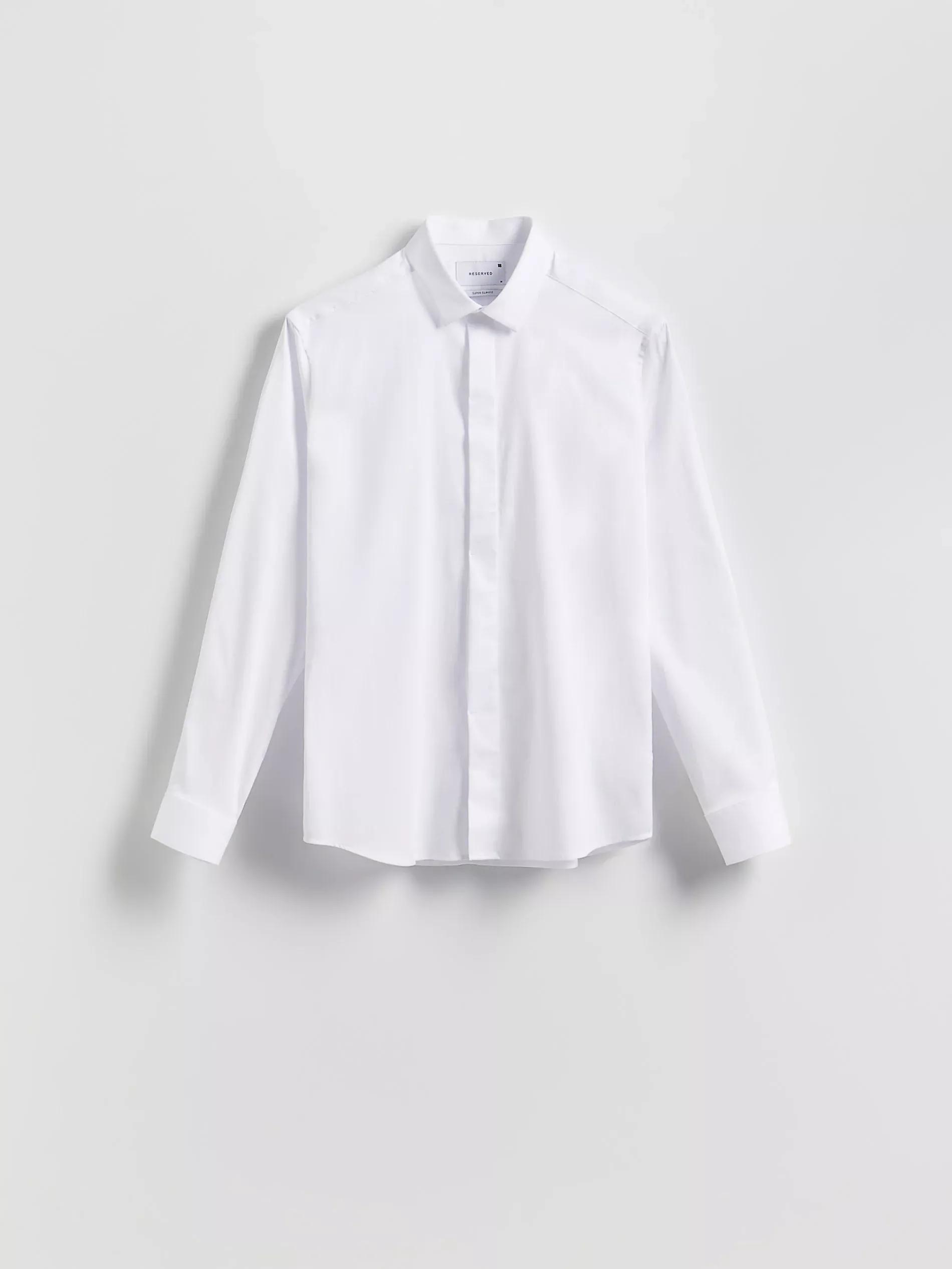 White Super Slim Fit Plain Shirt, White, large image number 8