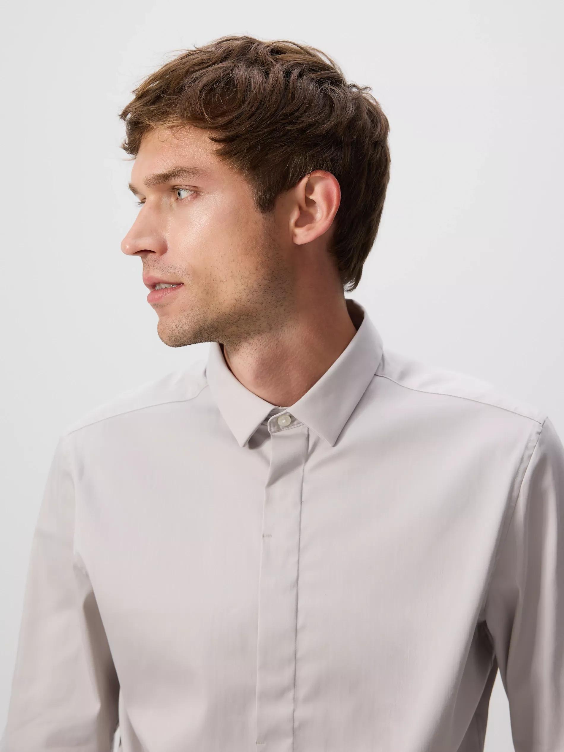 Beige Super Slim Fit Plain Shirt, Beige, medium