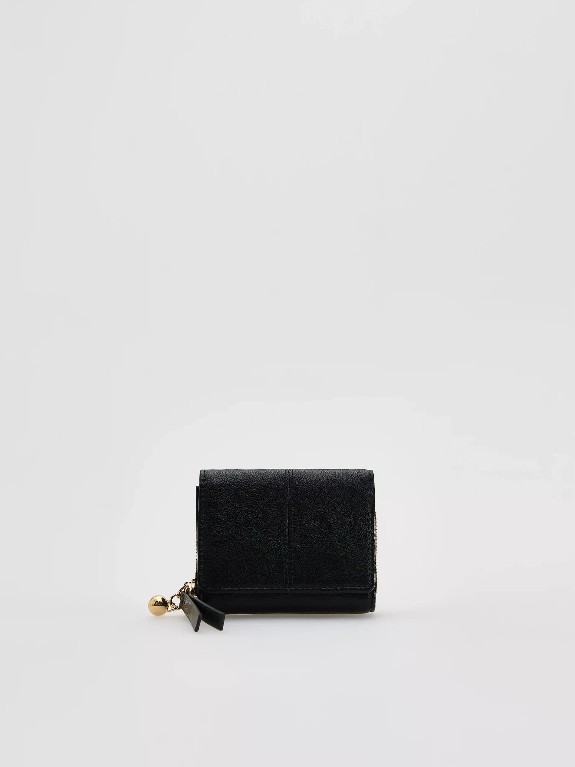 BLACK Wallet with pendant, Black, medium