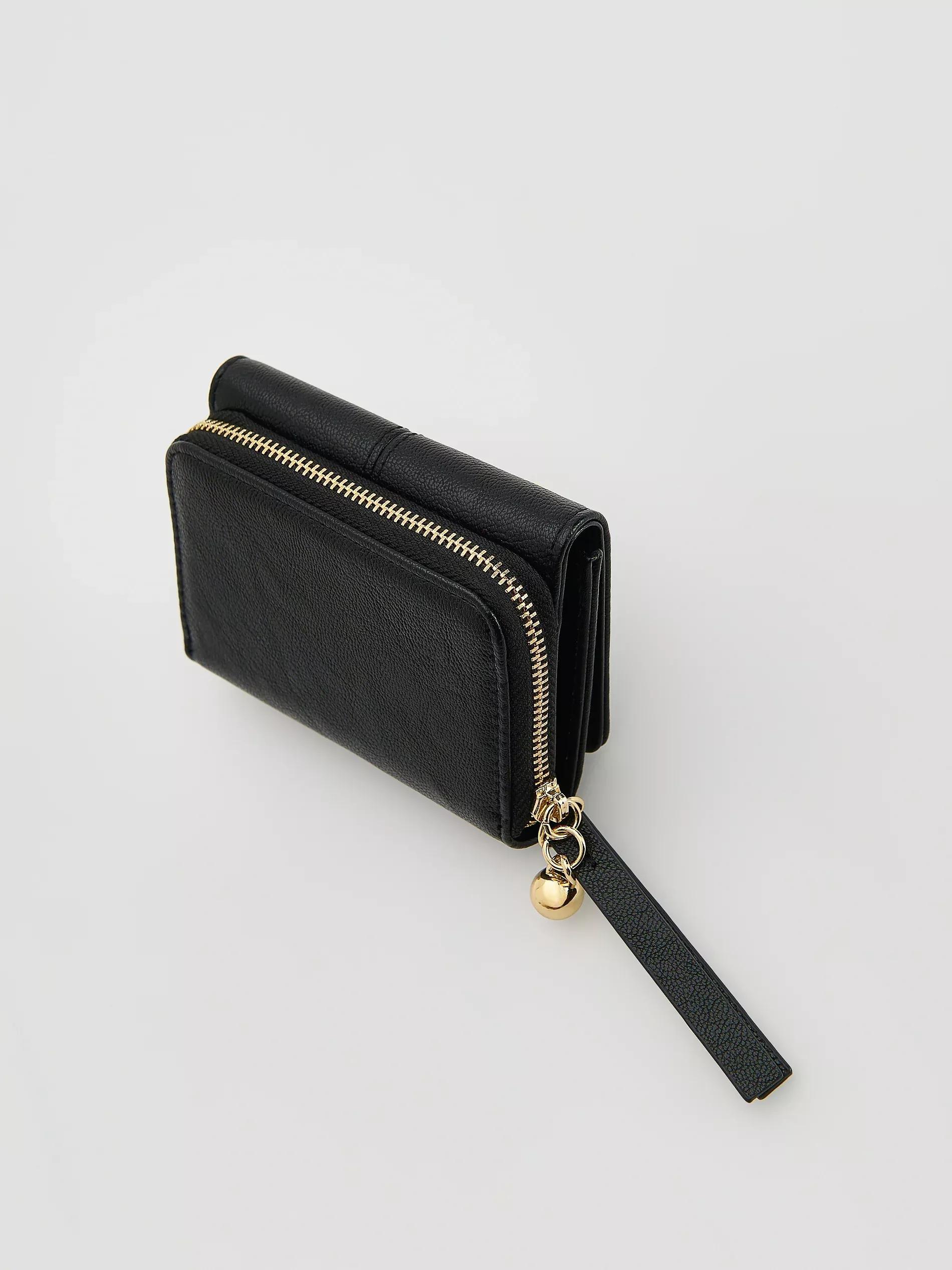 BLACK Wallet with pendant, Black, medium